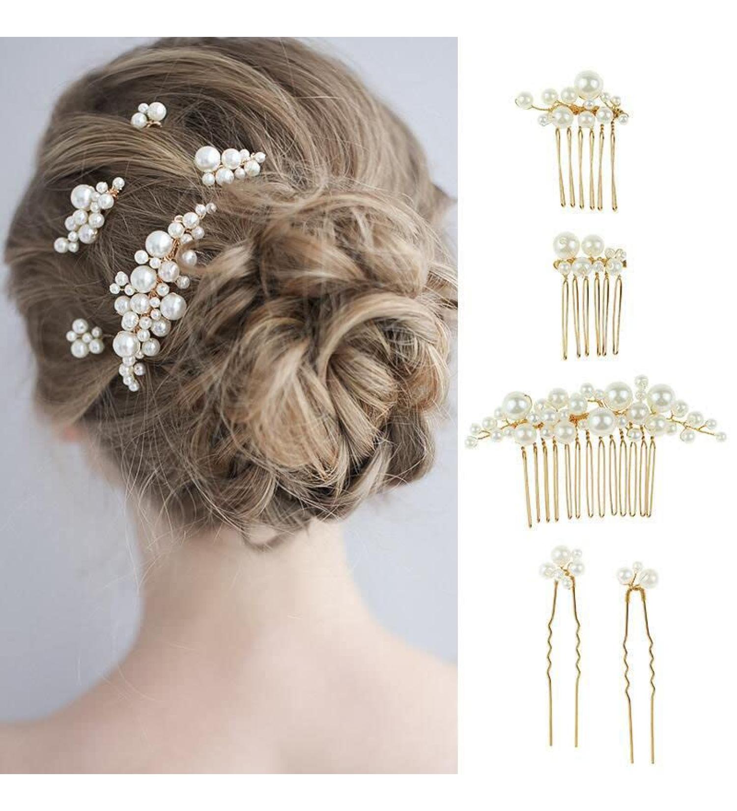 LEDSHLIU Elegant Handmade Hair Clips - 5 Piece Pearl Hair Accessories for Ladies & Girls - Buy Online on GoSupps.com