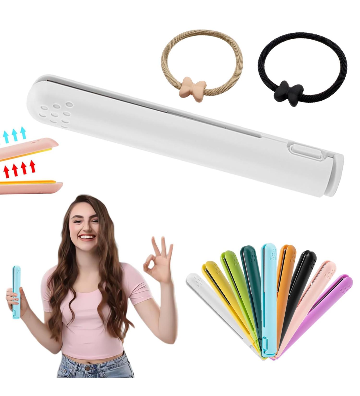 Mini Dual-purpose Curling Iron Upgrade 2-in-1 USB Hair Straightener Curling Iron Ceramic Mini Hair Curler Travel Curling Iron USB Rechargeable Curling Wand (H) - Buy Online on GoSupps.com