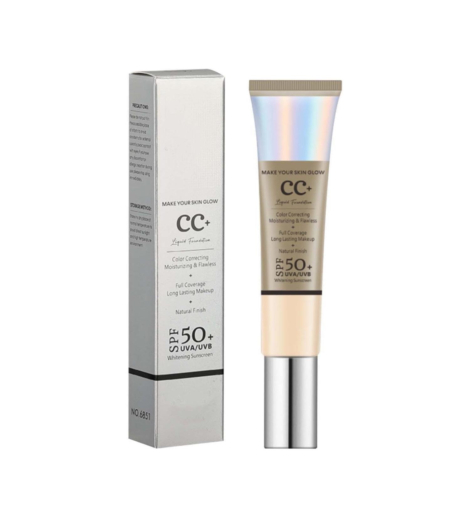 CC Cream Fluid Foundation Covering Blemishes Durable Makeup Nude Moisturizing CC Cream Concealer Anti-Dull and Anti-Redness Semi-Matte Finish CC Cream With Spf 50+ (1PC 30ml) - Buy Online on GoSupps.com