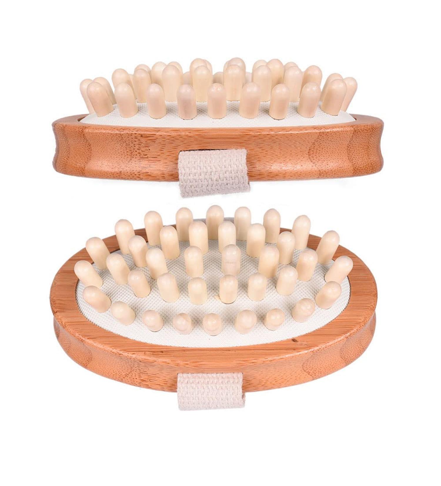 Hajimsju Bamboo Anti Cellulite Massager - Natural Body Slimming Brush for Muscle Relaxation and Spa Massage - Pack of 2 - Buy Online on GoSupps.com
