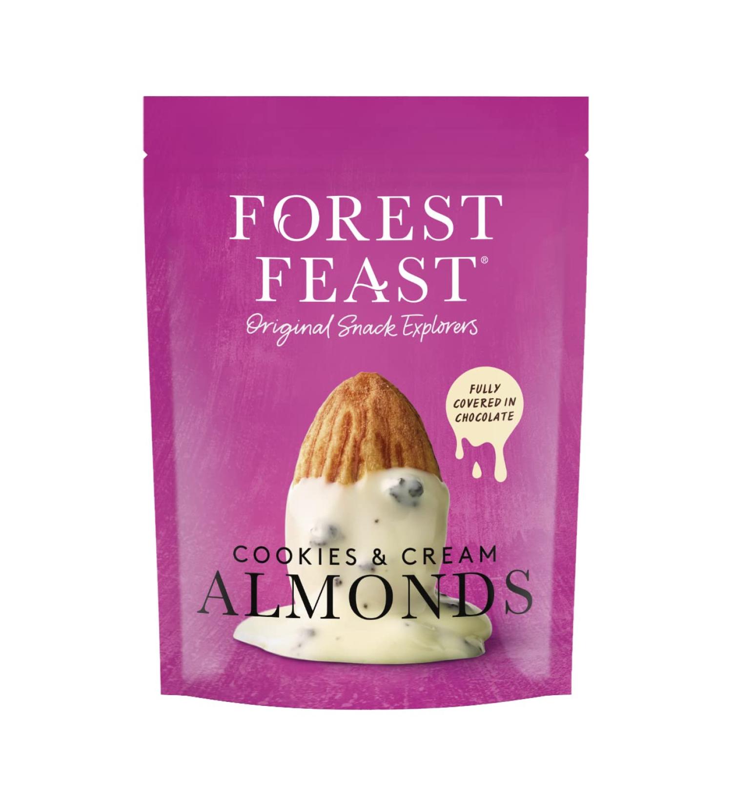 FOREST FEAST Cookies and Cream Almonds Jumbo Pack 1kg | Flavoured White Chocolate Coated Almonds Naturally High in Protein Healthy Snack with Belgian White Chocolate
