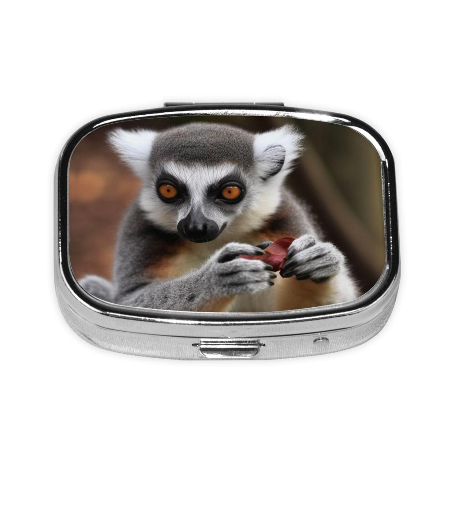 Monkey Lemur Cute Pill Case - 2 Compartment Travel Organizer & Small Pill Box for Purse - Perfect Travel Gift - Buy Online on GoSupps.com
