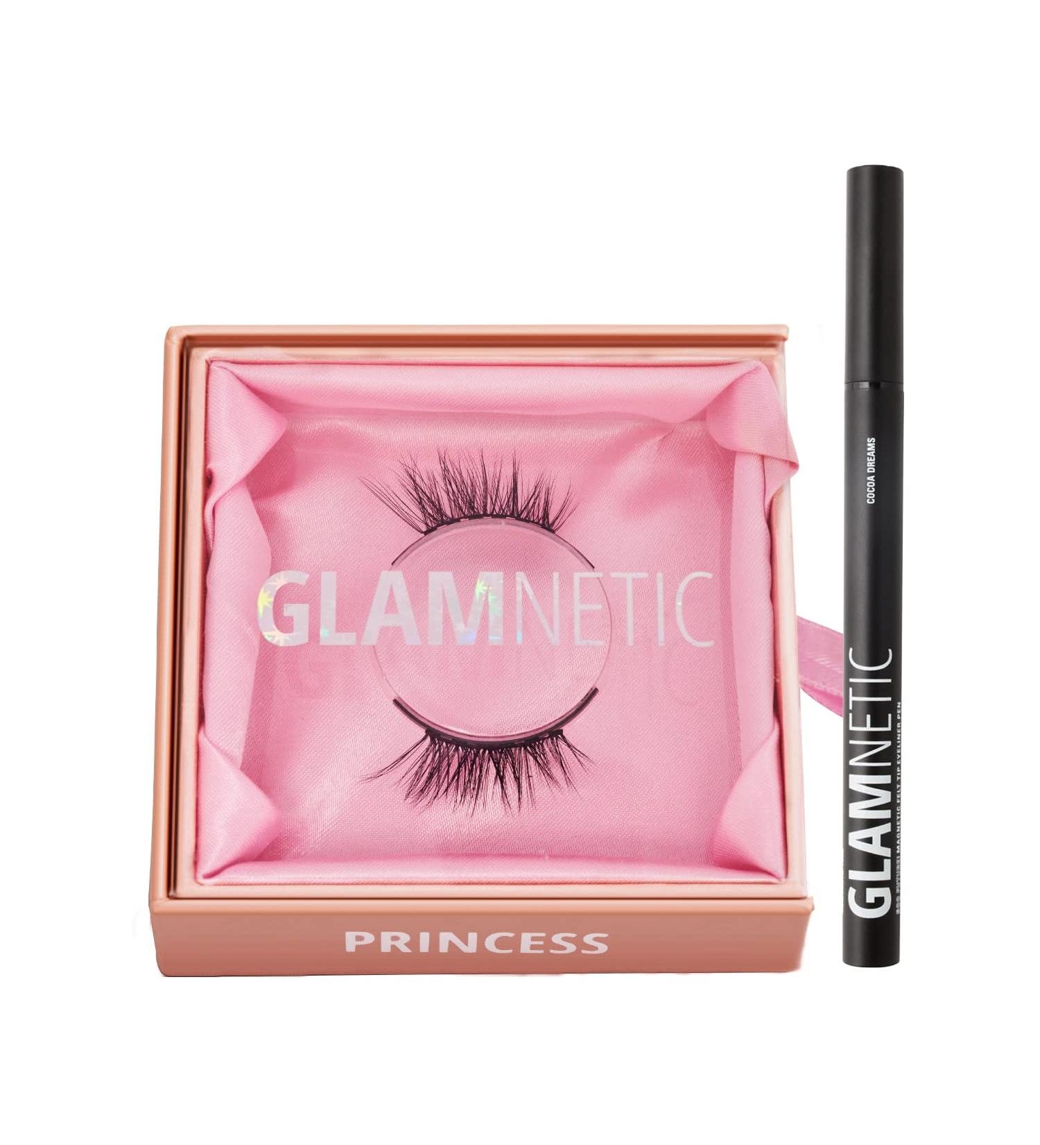 Glamnetic Princess Magnetic Eyelashes & Cocoa Dreams Eyeliner Set | 60 Wears, Reusable Faux Mink Lashes with Brown Waterproof Liner Pen - Buy Online on GoSupps.com