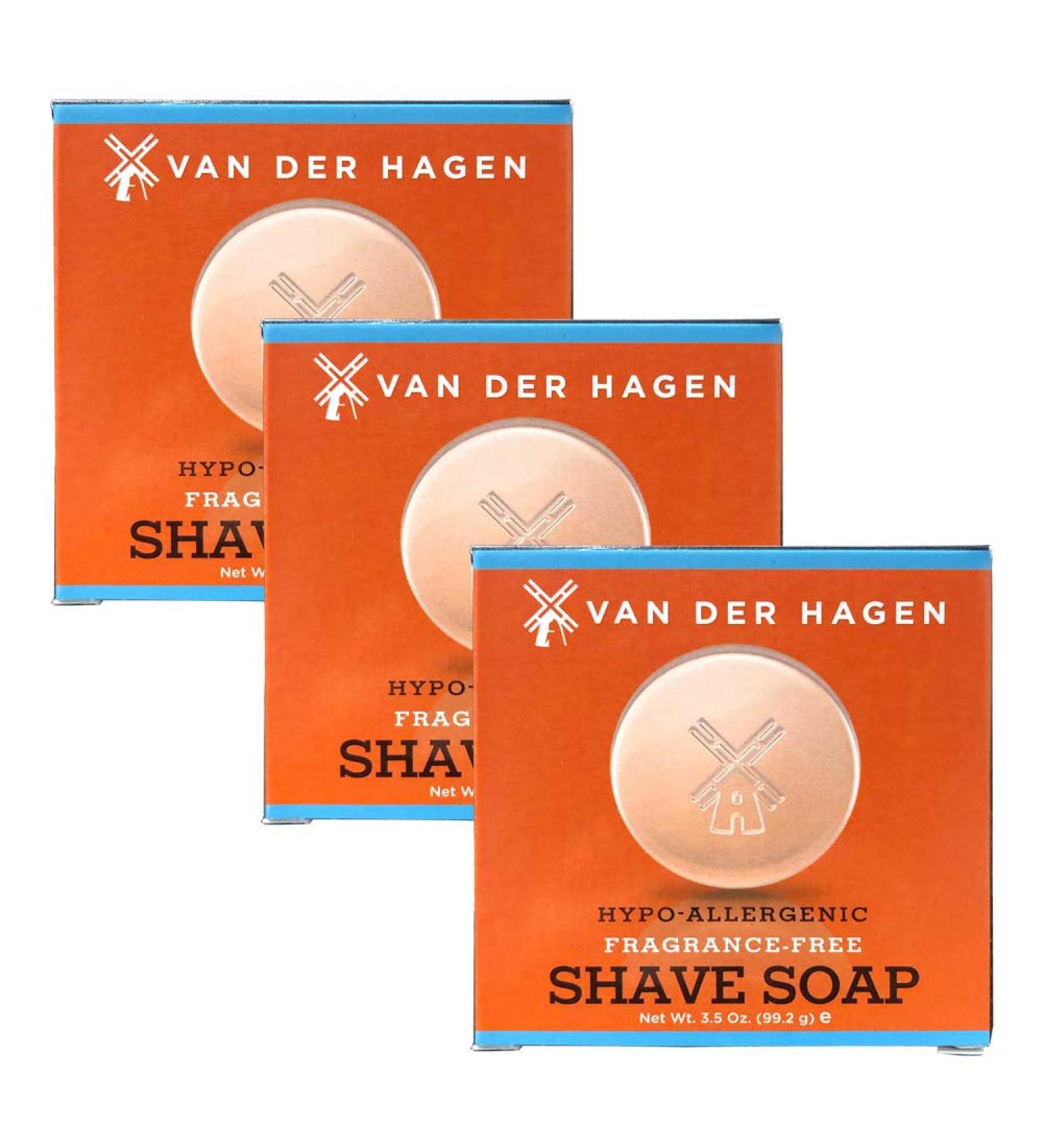 Van Der Hagen Men's Luxury Fragrance Free Shave Soap - Pack of 3 | Premium Shaving Soap for Sensitive Skin | International Shipping Available - Buy Online on GoSupps.com
