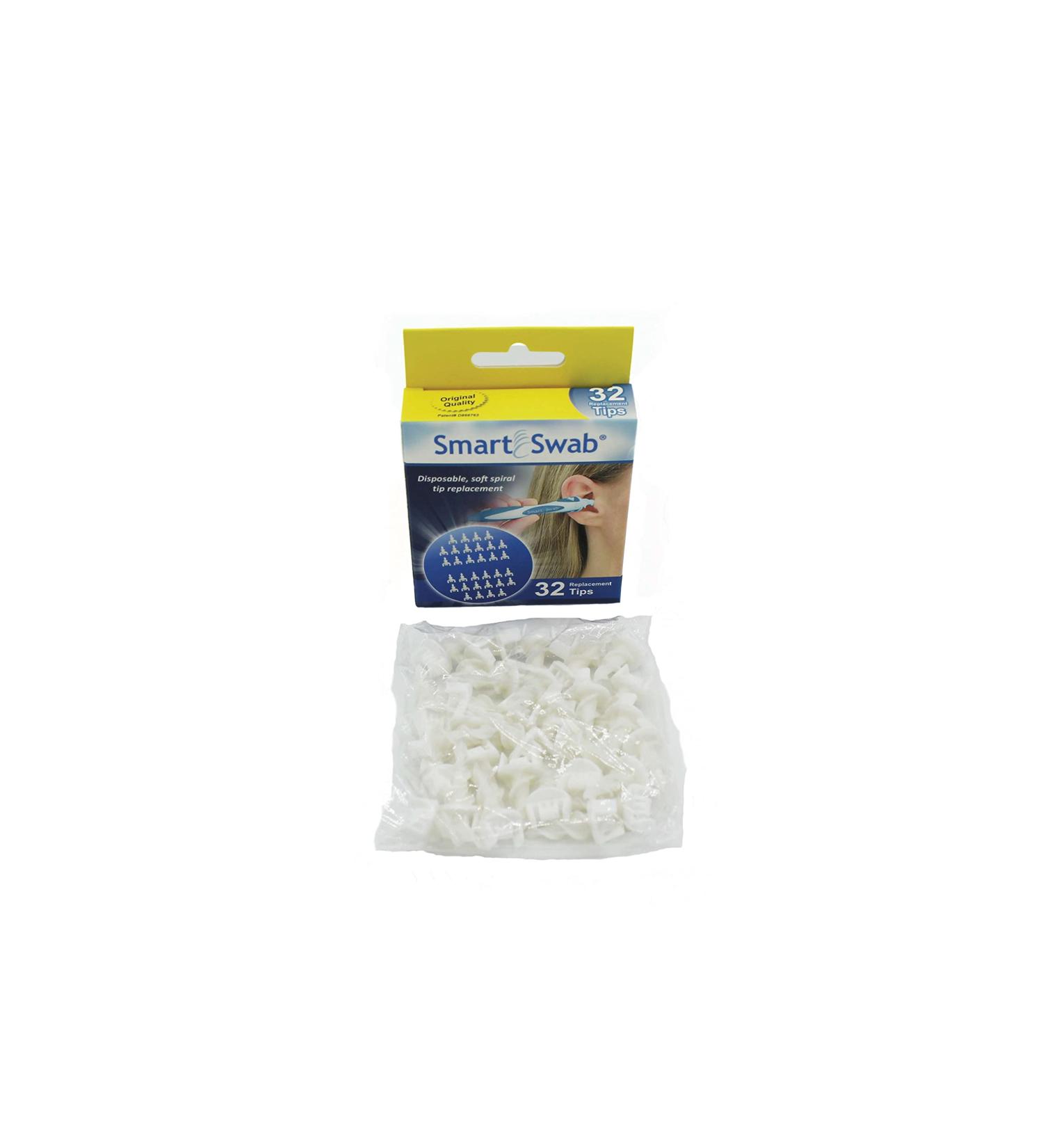 32 Spiral Ear Wax Removal Tips - Replacement Soft Silicon Swab Tips for Safe Ear Cleaning - Compatible with Smart Swab Handle - Buy Online on GoSupps.com