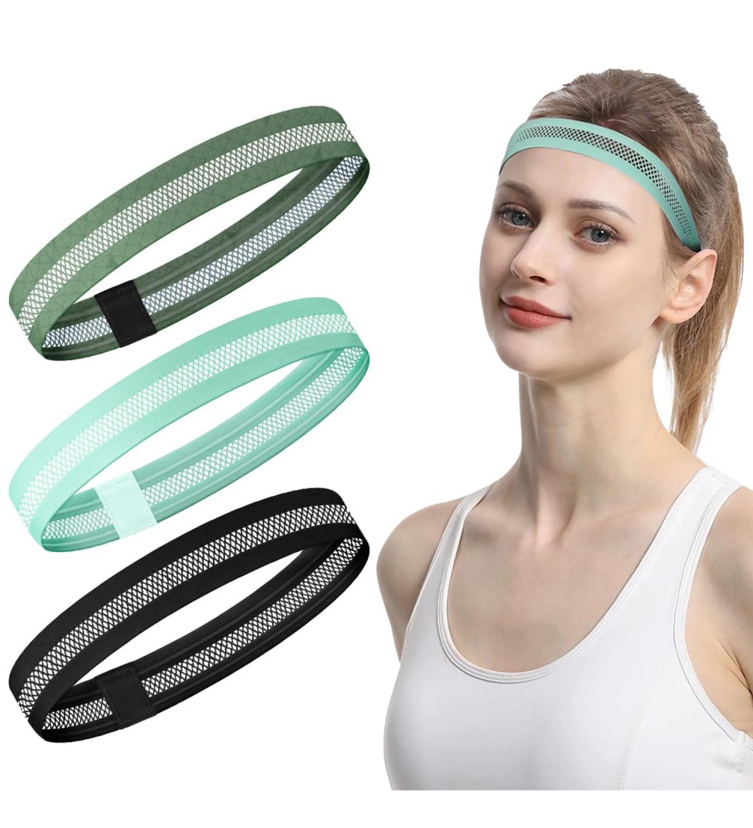 Shop Lophe Sports Hair Bands - 3 Pack Elastic Headbands for Yoga Running & Football | Slipproof Moisture-Wicking | Unisex - Black Green & Blue - Buy Online on GoSupps.com
