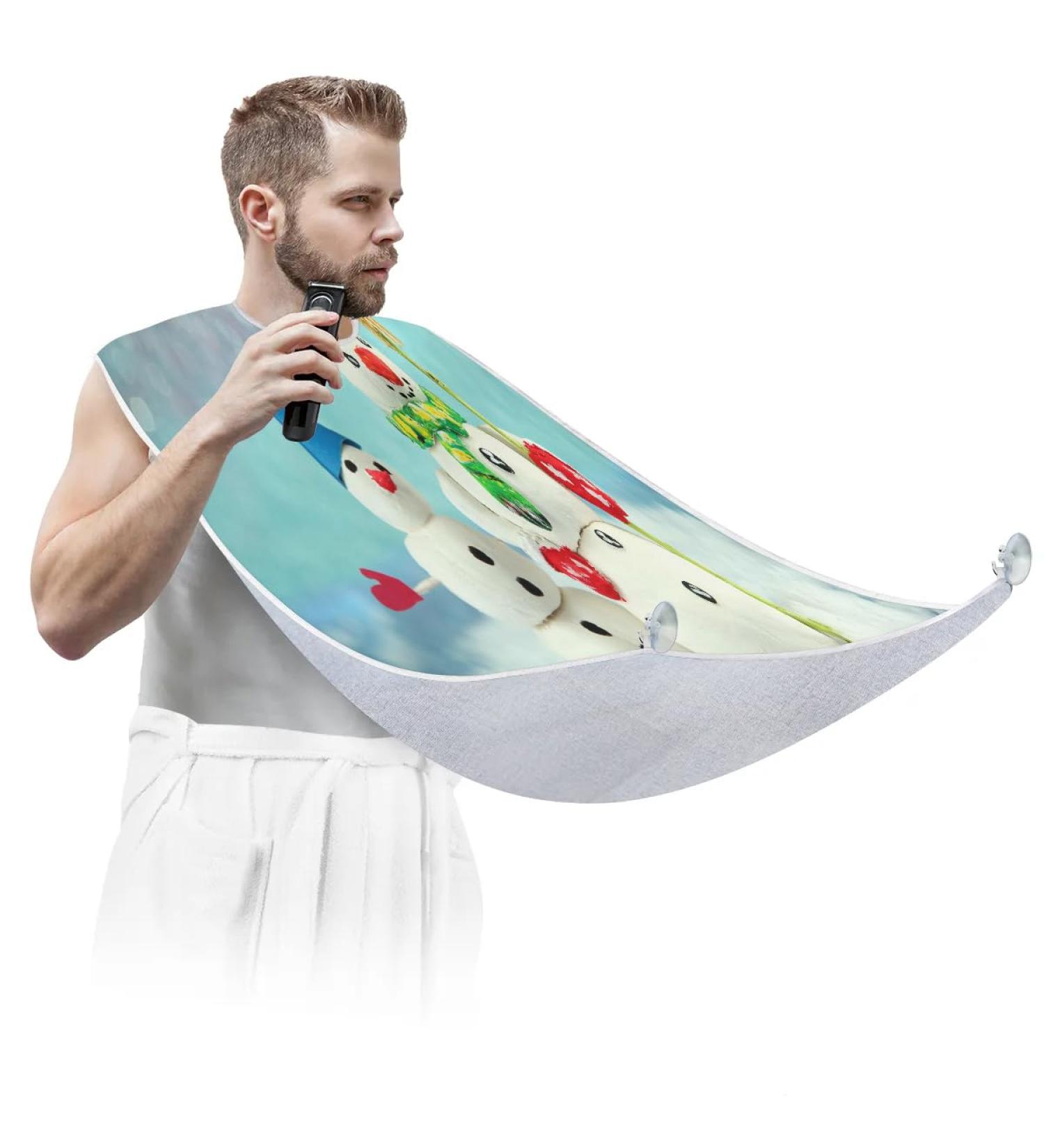 Funny Christmas Snowmen Beard Bib Apron | Waterproof Grooming Cloth for Men - Ideal Gift for Shaving & Trimming - Buy Online on GoSupps.com