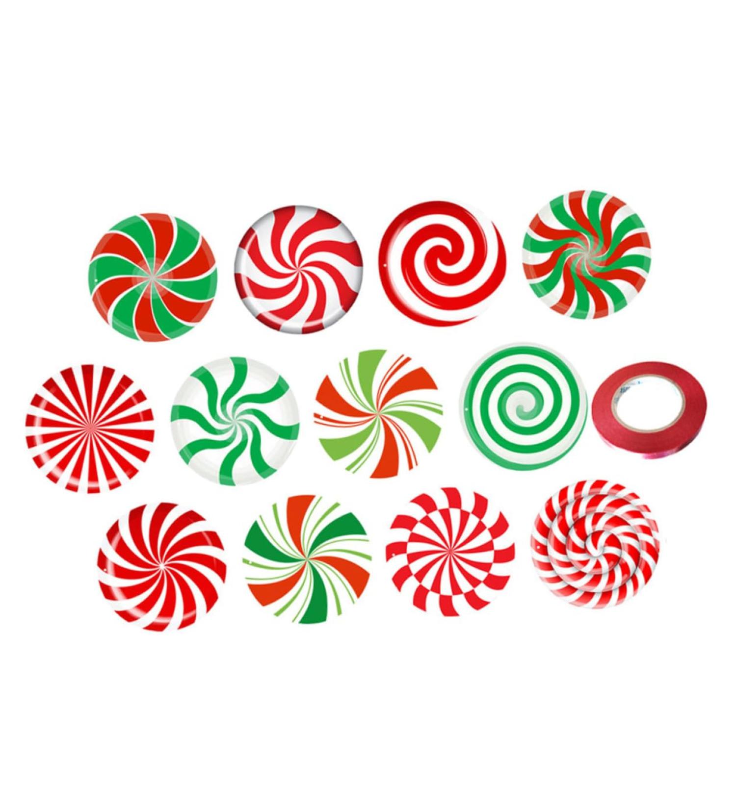 STOBAZA 12 Sheets Christmas Candy Stickers Christmas Tree Pendant Christmas Tree Peppermint Xmas Decors PVC - Buy Online on GoSupps.com