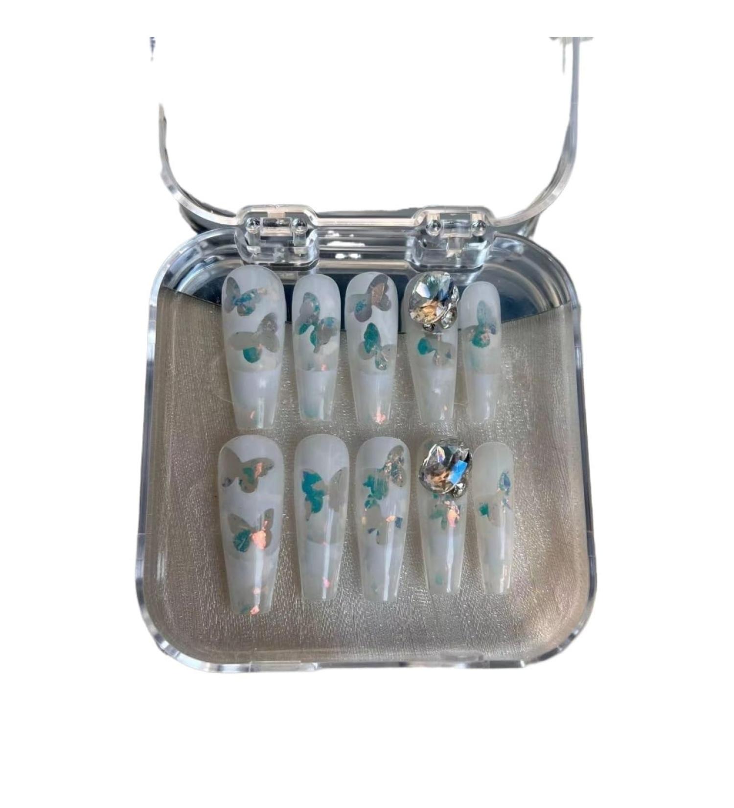 Temperament-enhancing manicure hand-wearing a frosted white butterfly product.(XS) - Buy Online on GoSupps.com