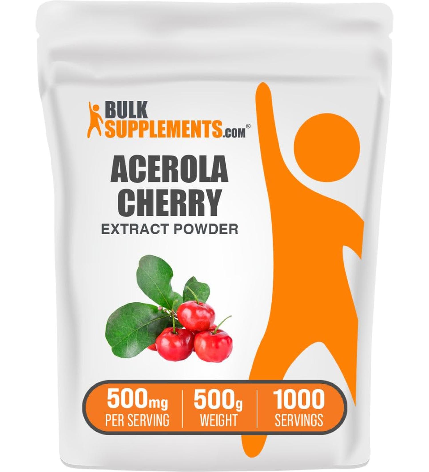 BulkSupplements.com Acerola Cherry Extract Powder - Natural Vitamin C Supplement Acerola Cherry Powder - Vegan & Gluten Free 500mg per Serving 500g (1.1 lbs) (Pack of 1) 17.6 Ounce (Pack of 1) - Buy Online on GoSupps.com