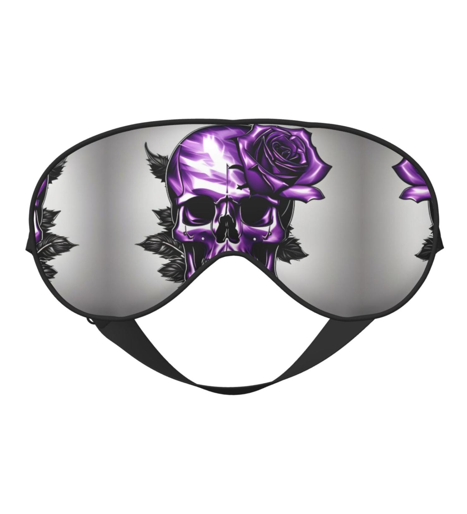 SSIMOO Purple Rose & Skull Print Eye Mask | Soft Double-Sided Sleep Mask for Improved Sleep Quality - International Shipping - Buy Online on GoSupps.com