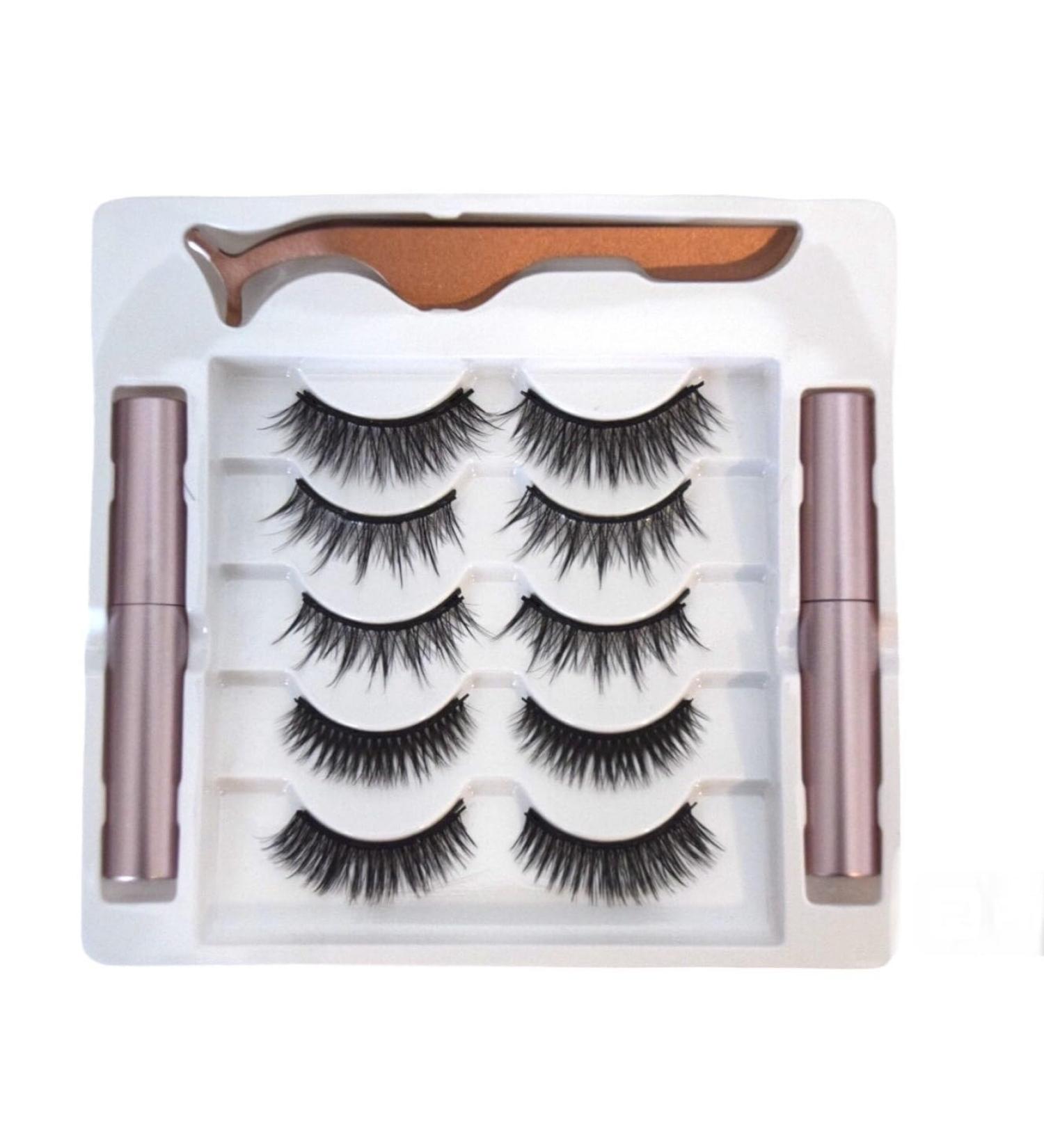 Shop Natural Looking Eyelash Set | 5 Pairs of False Lashes & 2 Applicators - International Shipping Available - Buy Online on GoSupps.com