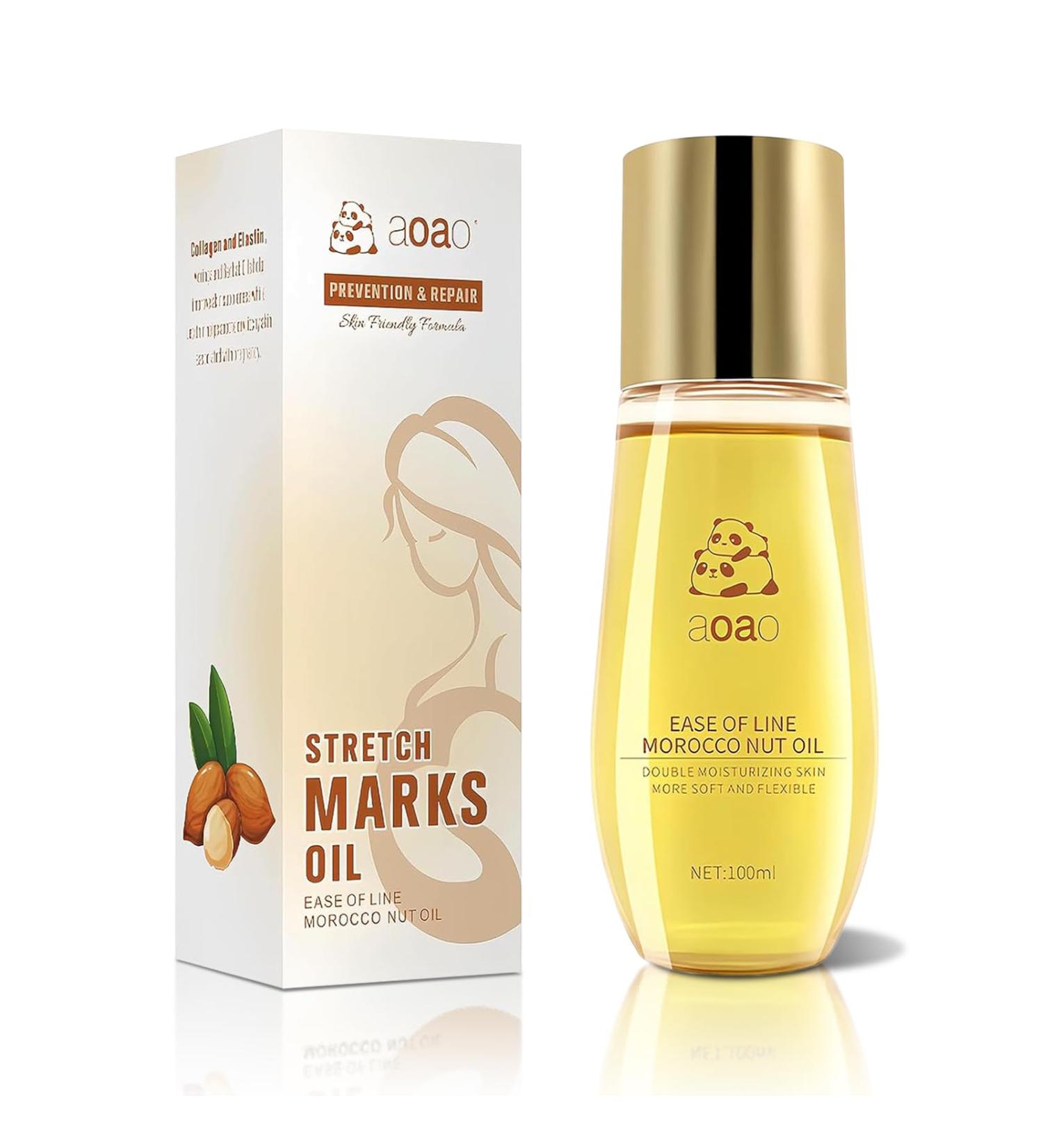 AOAO Stretch Mark Oil for Pregnancy and Body Oil for Pregnant Women Morocco Nut Oil Help for Scars and Stretch Marks Removal and Prevention Repair Firming & Smoothing Fine Lines - 100ml/1pack 1_Pack/100ml - Buy Online on GoSupps.com