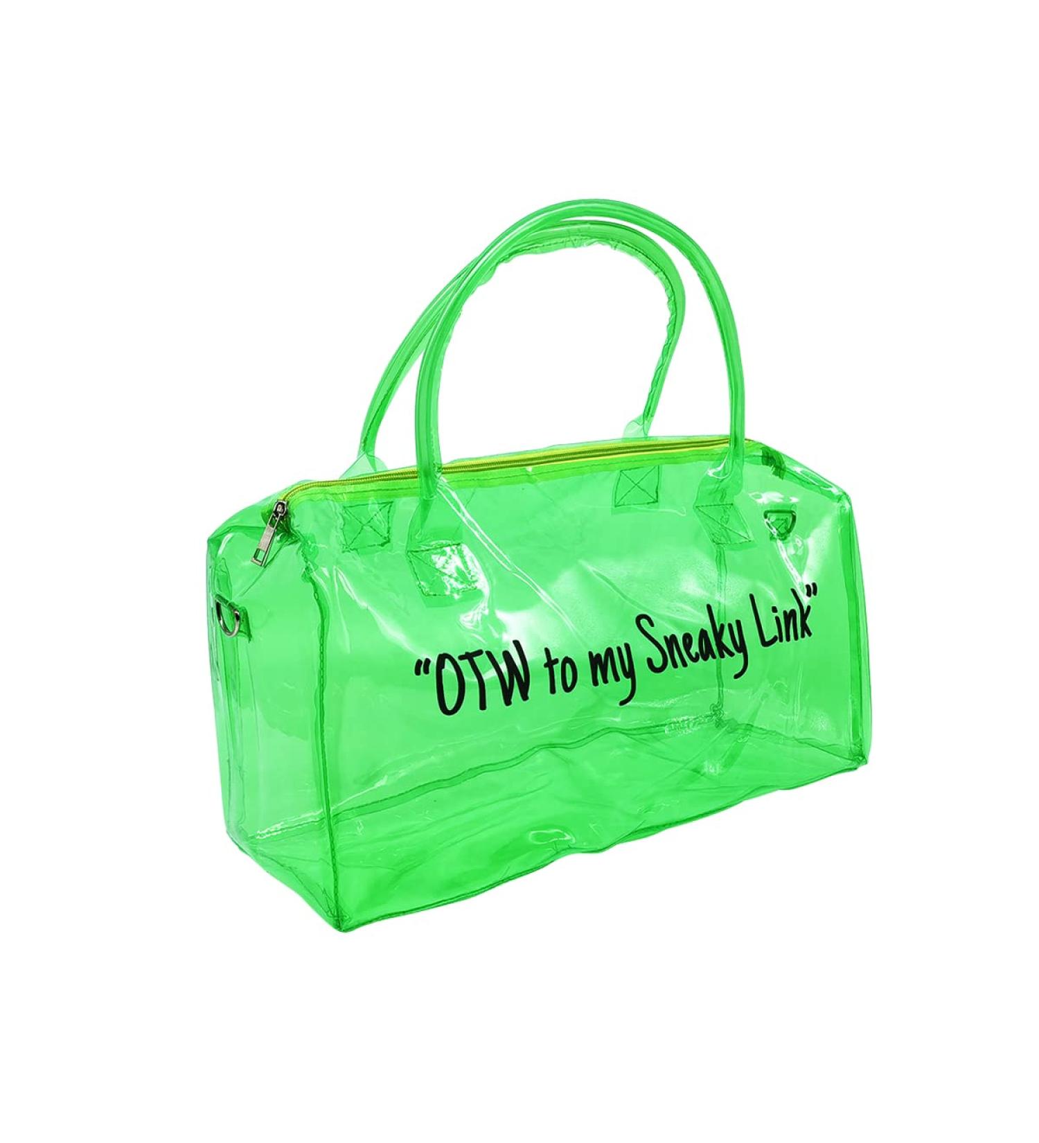 Clear PVC Gym Bag for Women - Bright Green Sports Duffel for Gym, School, Travel & Beach - Buy Online on GoSupps.com