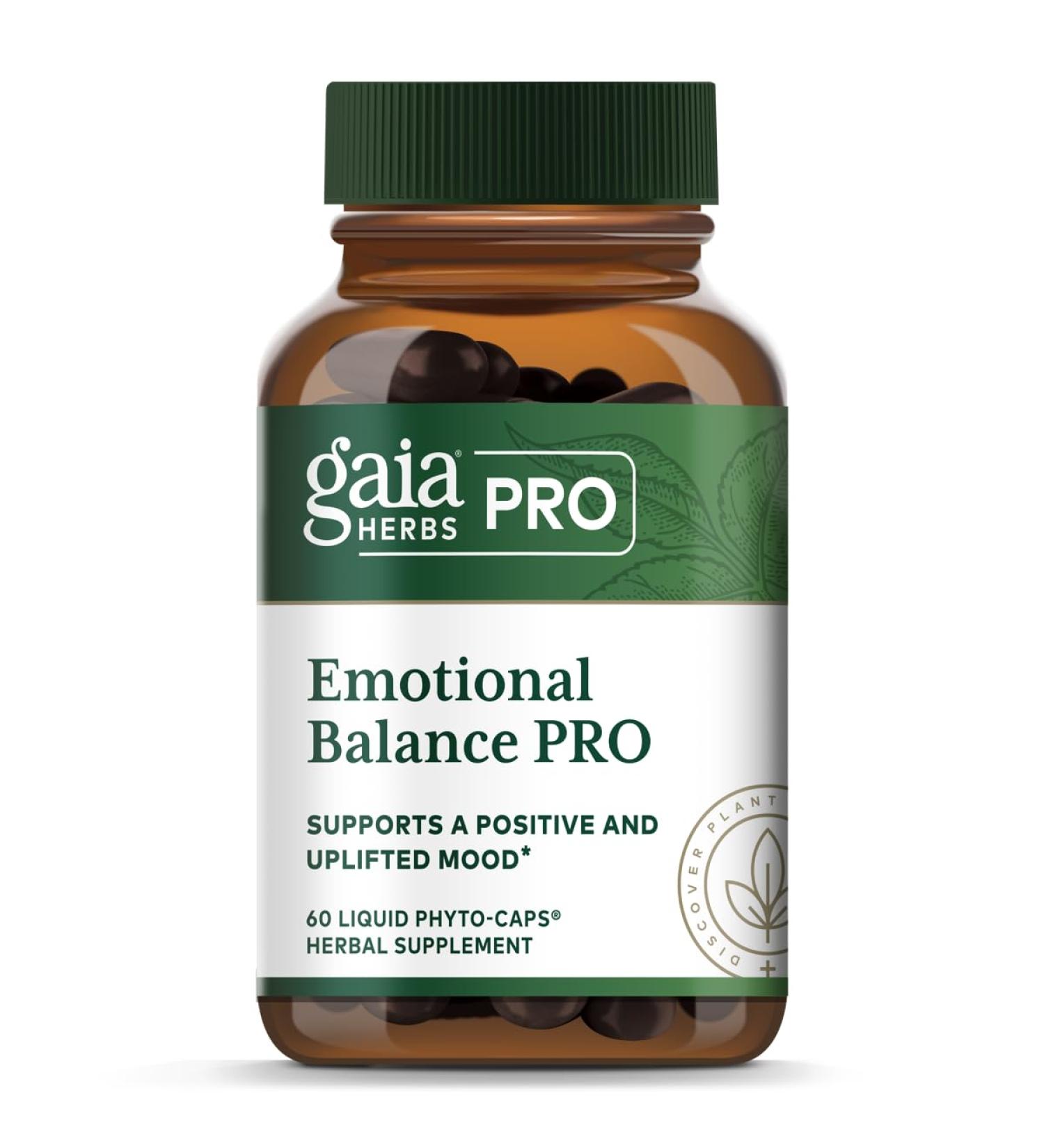 GAIA HERBS PRO Emotional Balance - Supports Stress & Cognitive Health* - St. John's Wort Passionflower Vervain & Oats - Vegan - 60 Liquid Phyto-Caps (60 Servings) - Buy Online on GoSupps.com