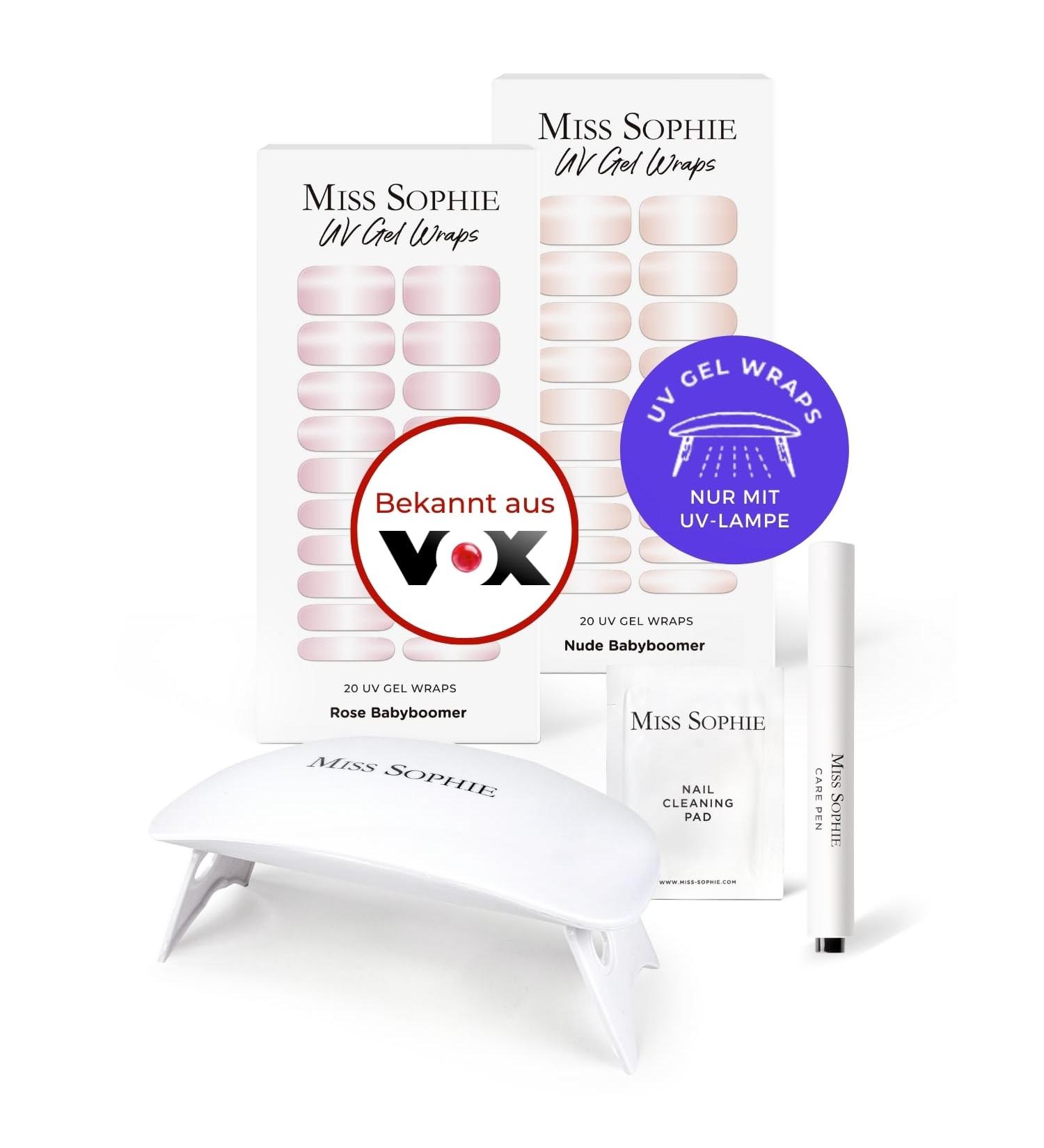 Original Miss Sophie UV Starter Set - Self-Adhesive Nail Foils & Stickers in Rose & Nude Baby Boomer | No Splinters Long-Lasting Quick Application - Buy Online on GoSupps.com