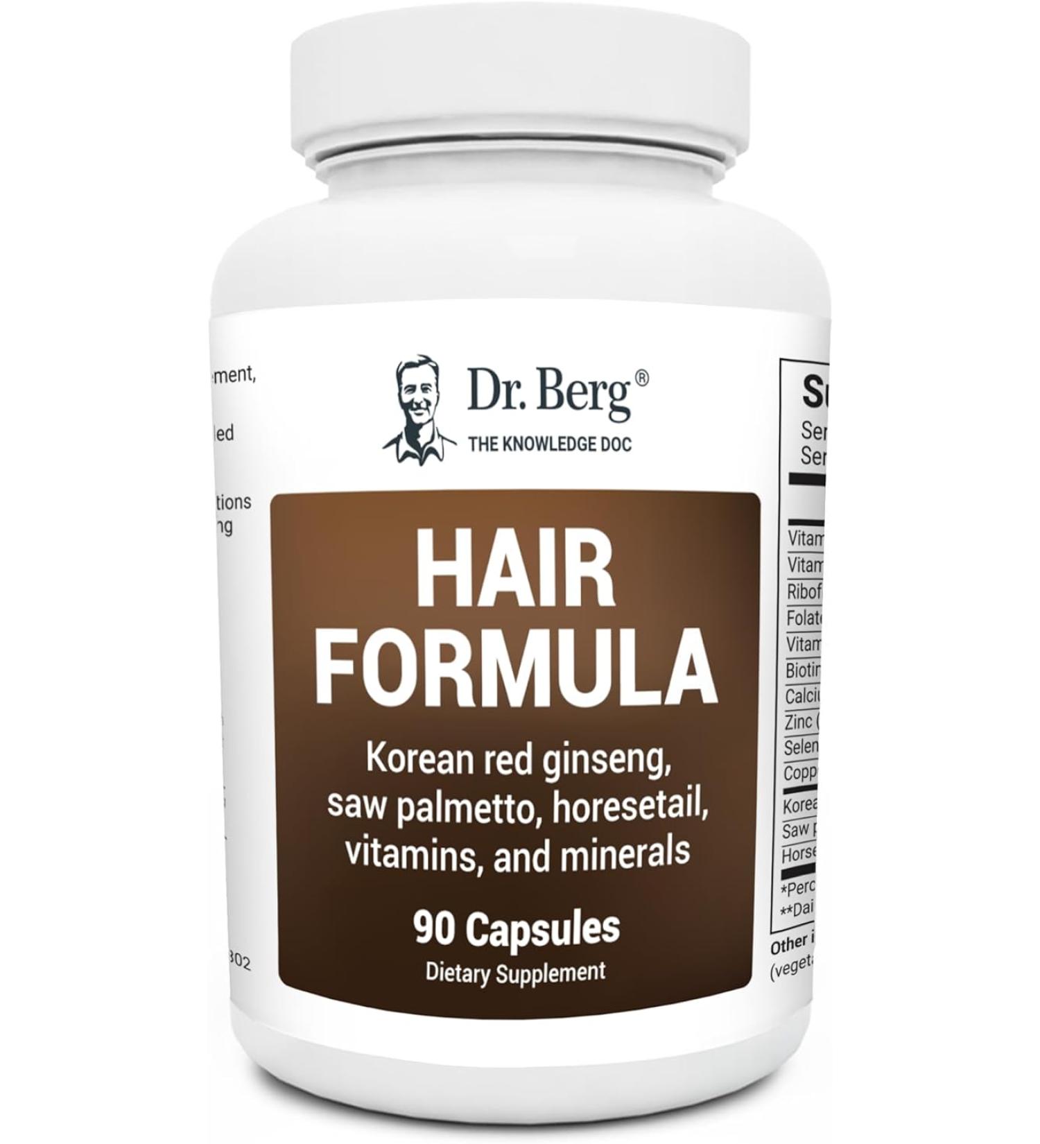 Dr. Berg's All in One Hair Growth Vitamins for Men & Women - Biotin, Saw Palmetto, DHT Blocker - 90 Veg Capsules - Buy Online on GoSupps.com
