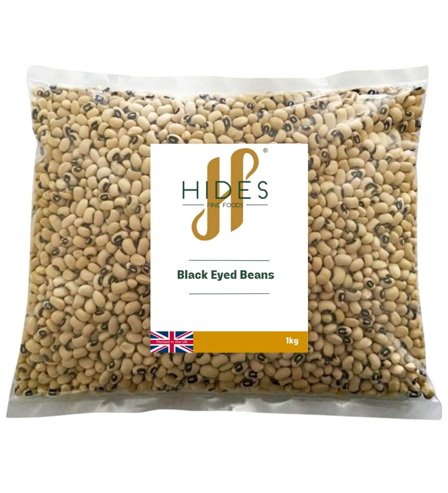 Hides Fine Foods - Black Eyed Beans 1kg - GMO Free - Suitable for Vegetarians - Cooking - Soups - Cassoulet - Stews - Salads - Supports Digestive Health - Buy Online on GoSupps.com
