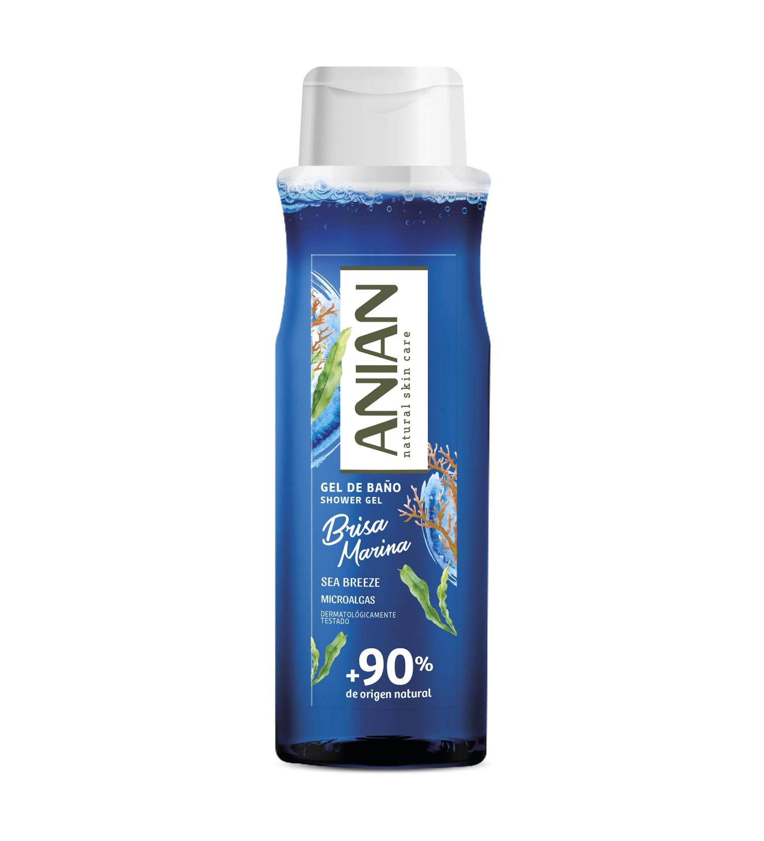 ANIAN ANIAN - Sea Breeze Bath Gel 750 ml with micro-algae extract fresh and oceanic fragrance for all skin types 90% naturally derived ingredients suitable for vegans