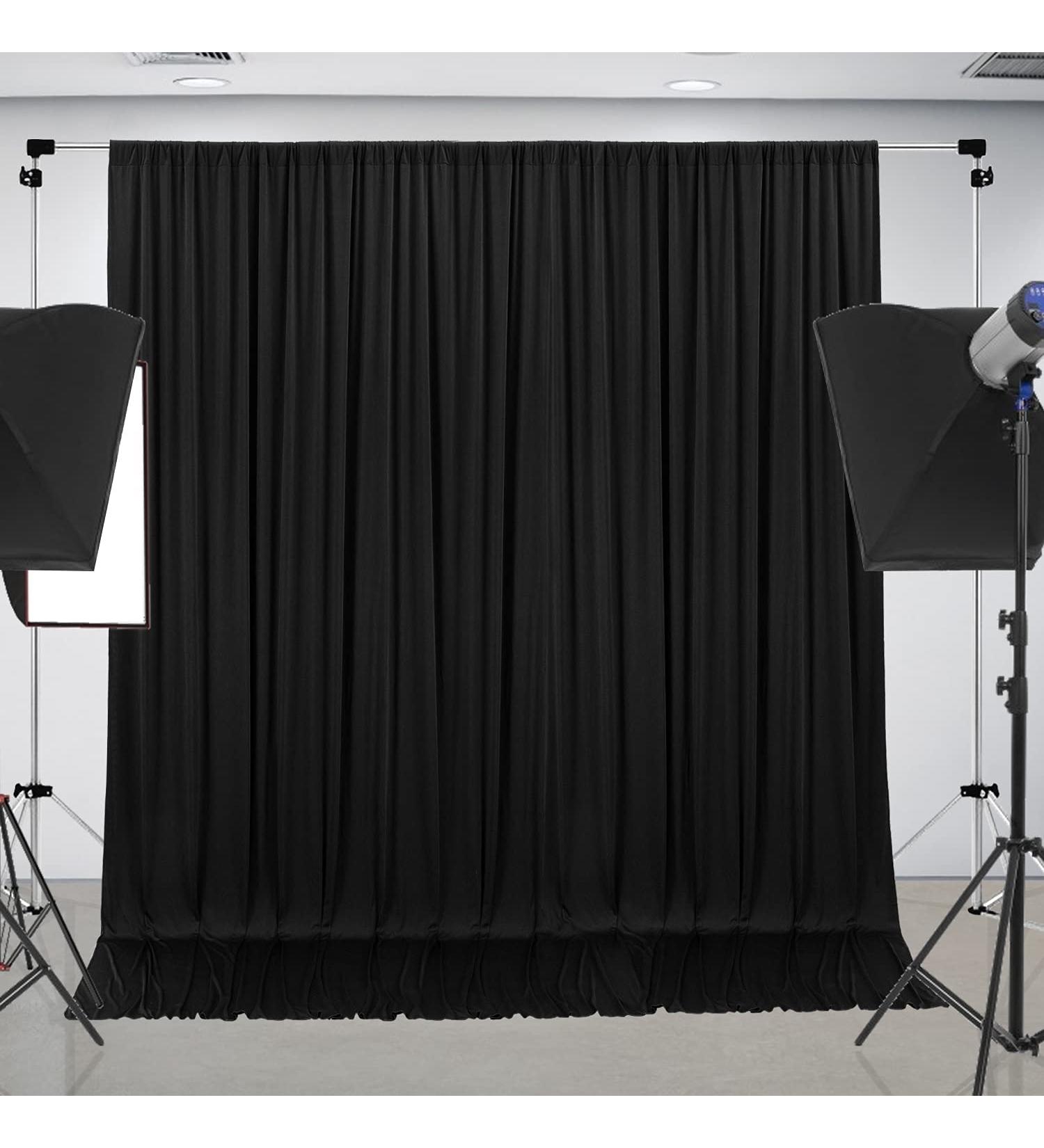 Wrinkle Free Black Backdrop Curtain Panels - Set of 2 Panels, 10ft x 10ft - Perfect for Photography, Weddings, Parties - Polyester Drapes for Home Decor - Buy Online on GoSupps.com