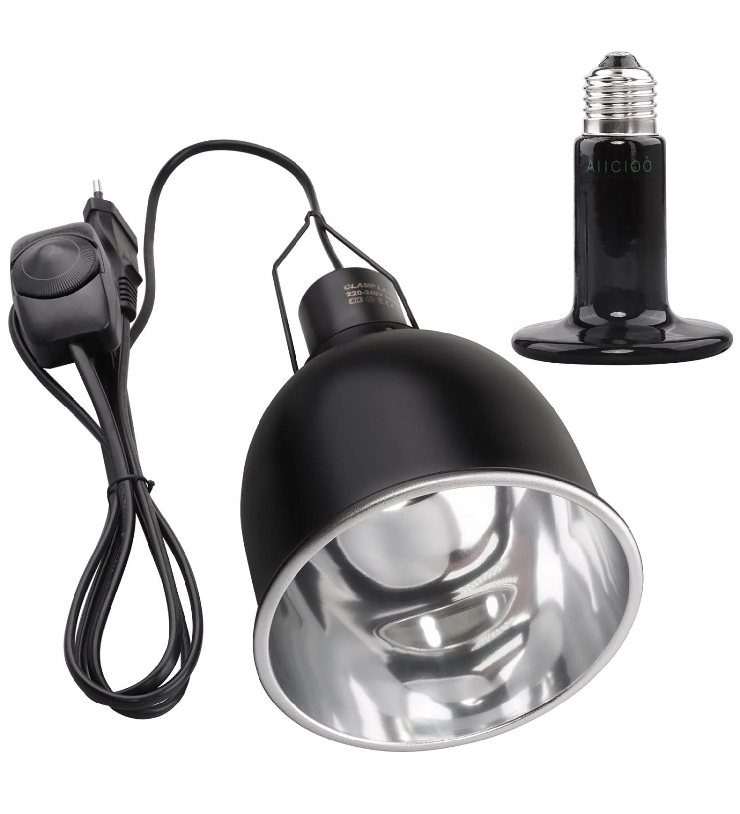 Buy Aiicioo Reptil 5.5 Aluminum Reflective Dome with E27 Ceramic 100W Lamp - Perfect for Reptile Heating & Lighting | International Shipping Available - Buy Online on GoSupps.com