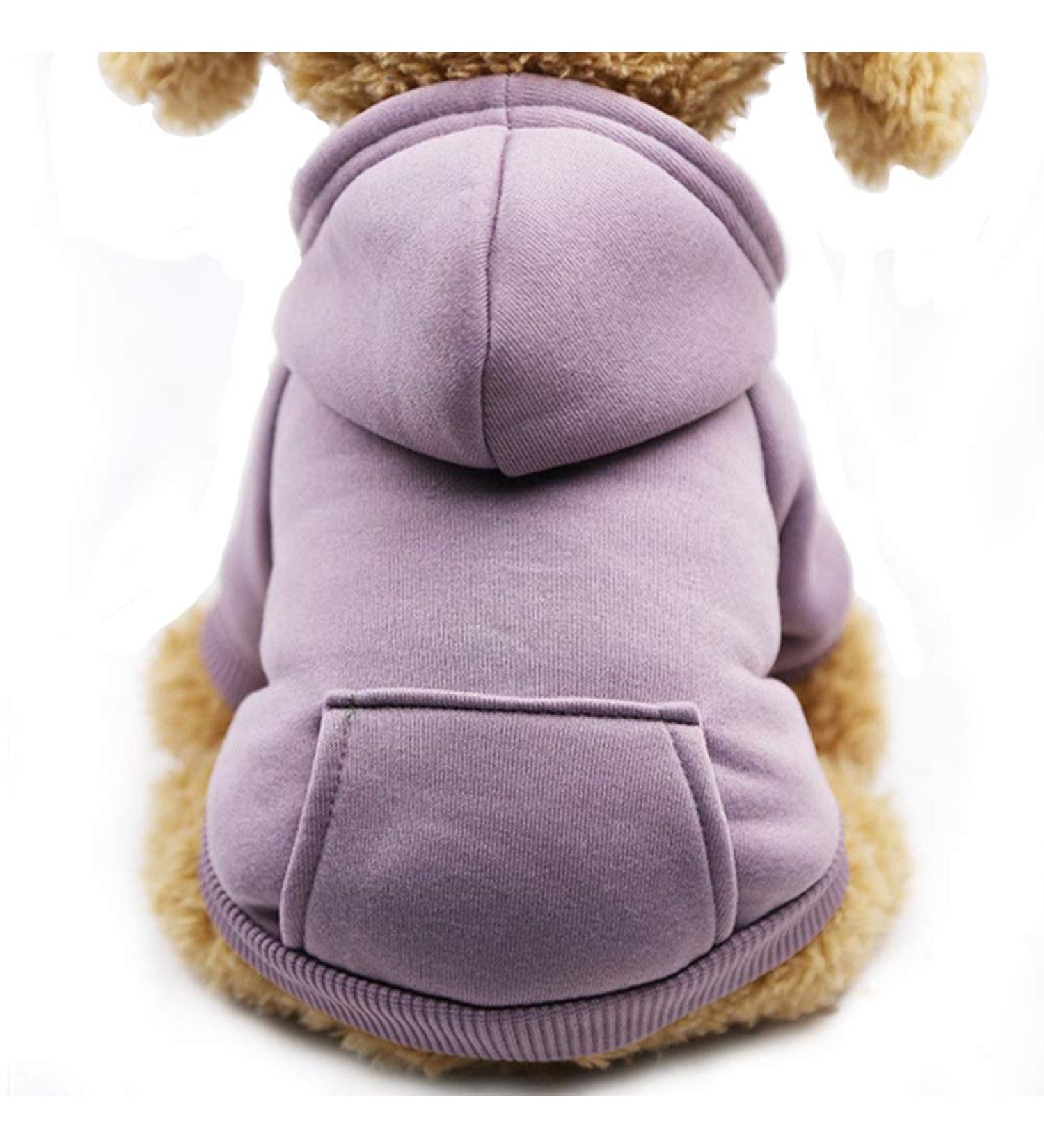 Warm Cotton Winter Dog Hoodie with Bag for Small Dogs & Cats - Purple Medium Fashion Coat for Chihuahua & Puppies - Buy Online on GoSupps.com