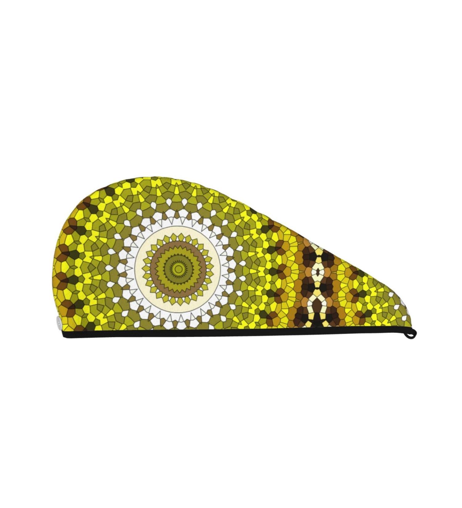 Yellow Mandala Microfiber Hair Towel - Soft Super Absorbent Quick Dry Hair Wrap for Women with Long Curly and Thick Hair - Buy Online on GoSupps.com