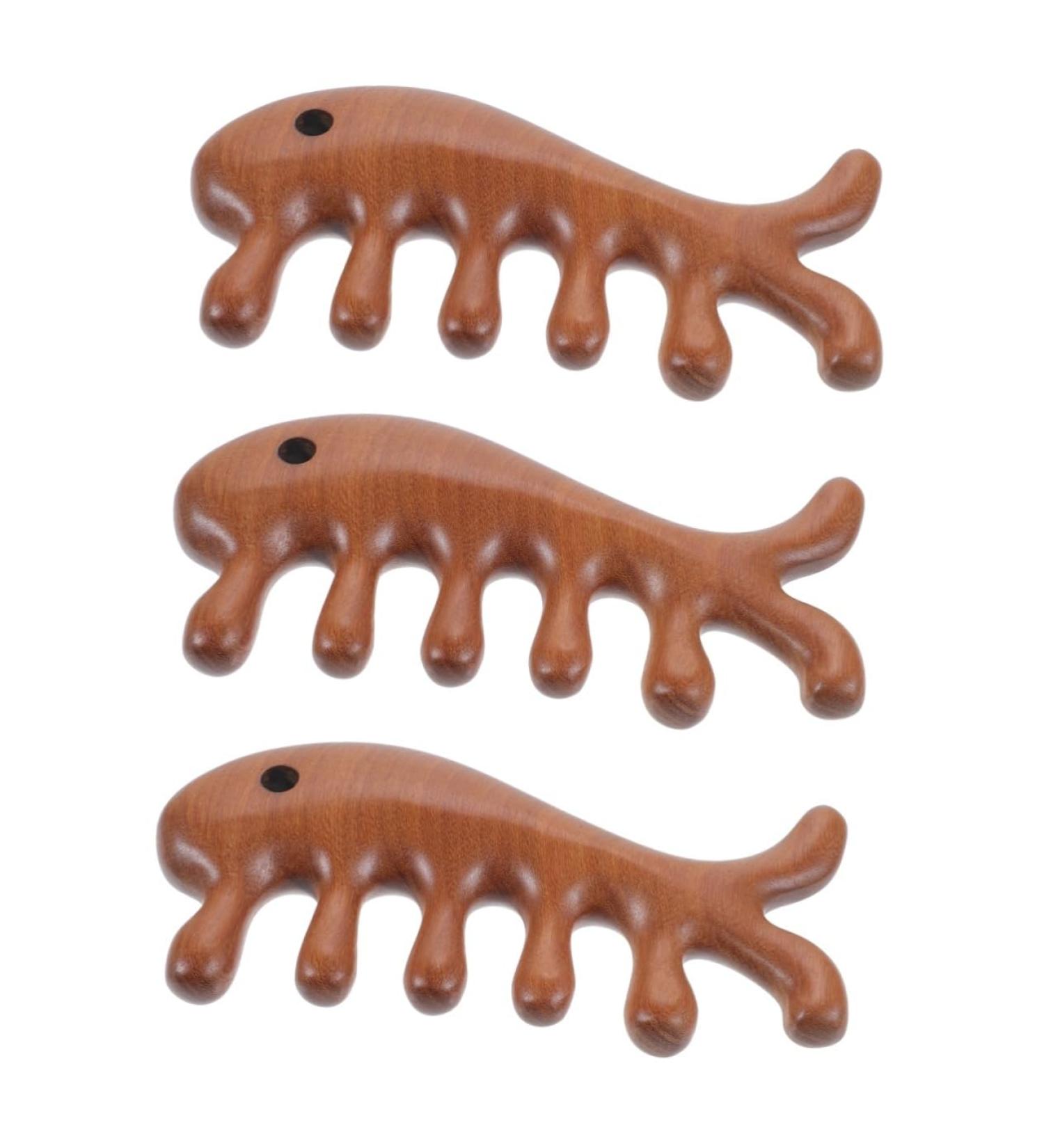 Beaupretty 3-in-1 Fish Gua Sha Facial Tool & Wooden Massage Comb for Scalp & Hair Care - International Shipping - Buy Online on GoSupps.com