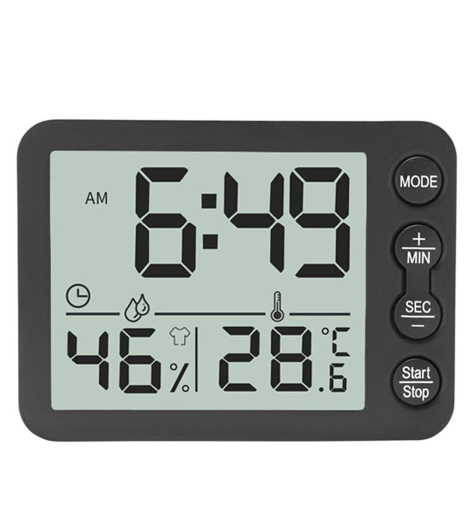 Buy Indoor Thermometer Hygrometer - Large Screen Temperature & Humidity Meter with Alarm Clock & Countdown Timer - Ideal for Kitchen & Home Use - Buy Online on GoSupps.com