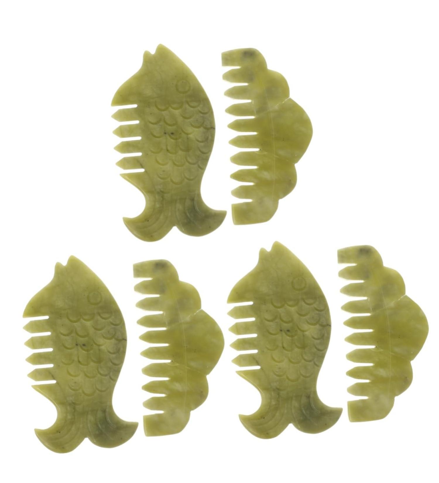 Fomiyes 6 Pcs Jade Massage Comb Set - Full Body Scalp Massager & Hair Tool - Xiuyu Green Scratching Board & Comb - Buy Online on GoSupps.com
