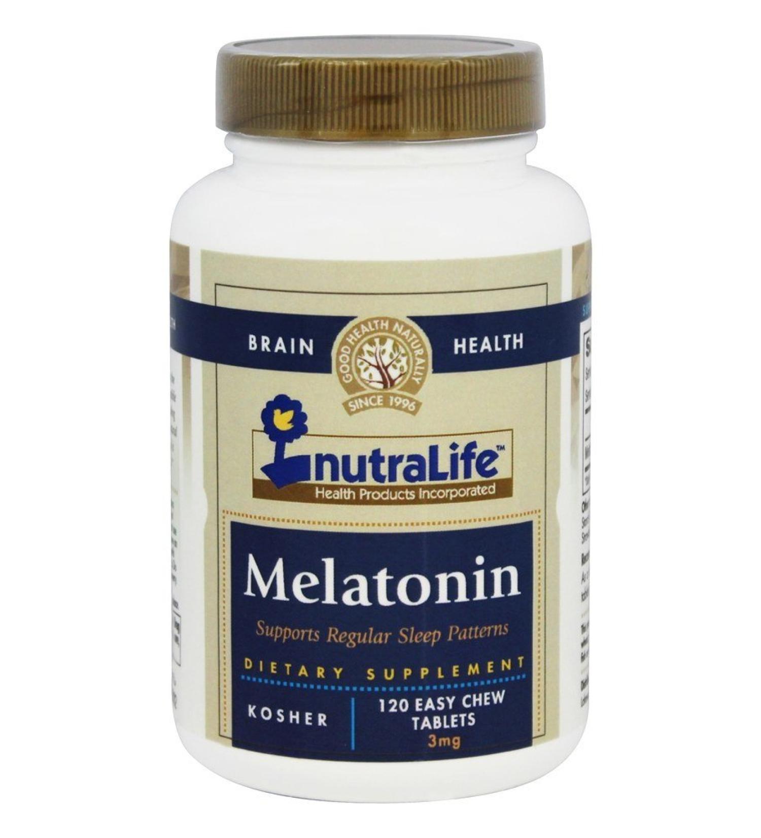 NutraLife Melatonin 3 mg - 120 Easy Chew Tablets for Sleep Support - Buy Online on GoSupps.com
