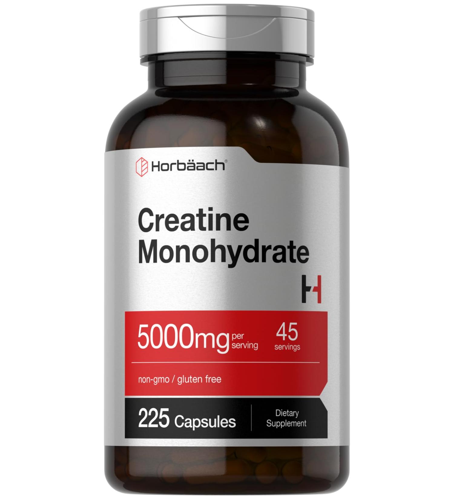 Horb ach Creatine Monohydrate 5g - 225 Capsules | Non-GMO & Gluten Free | Premium International Shipping - Buy Online on GoSupps.com