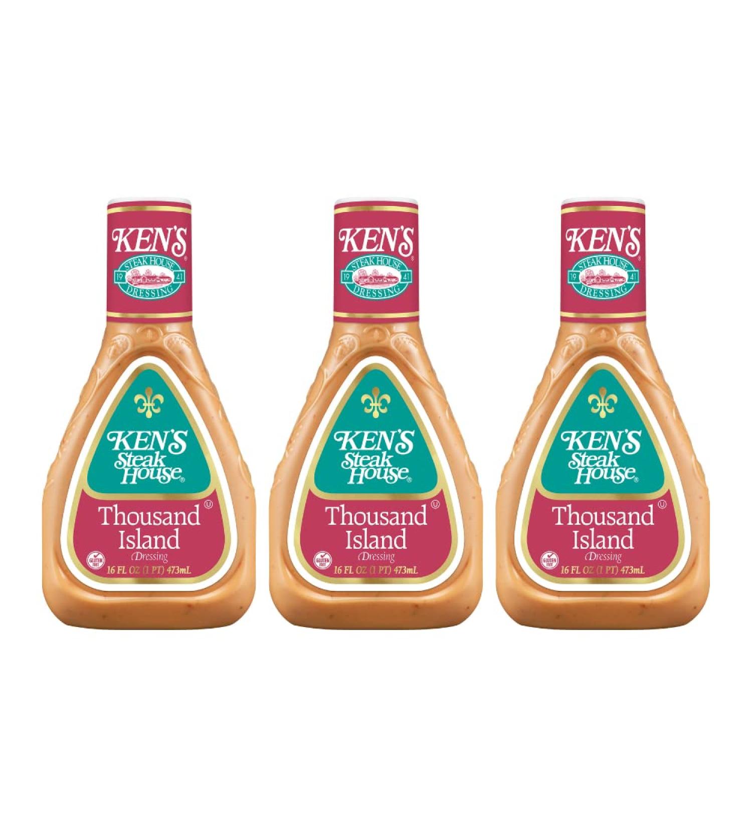 Ken's Steakhouse LITE Thousand Island Dressing 16 oz Bottles (Pack of 3) - Buy Online on GoSupps.com