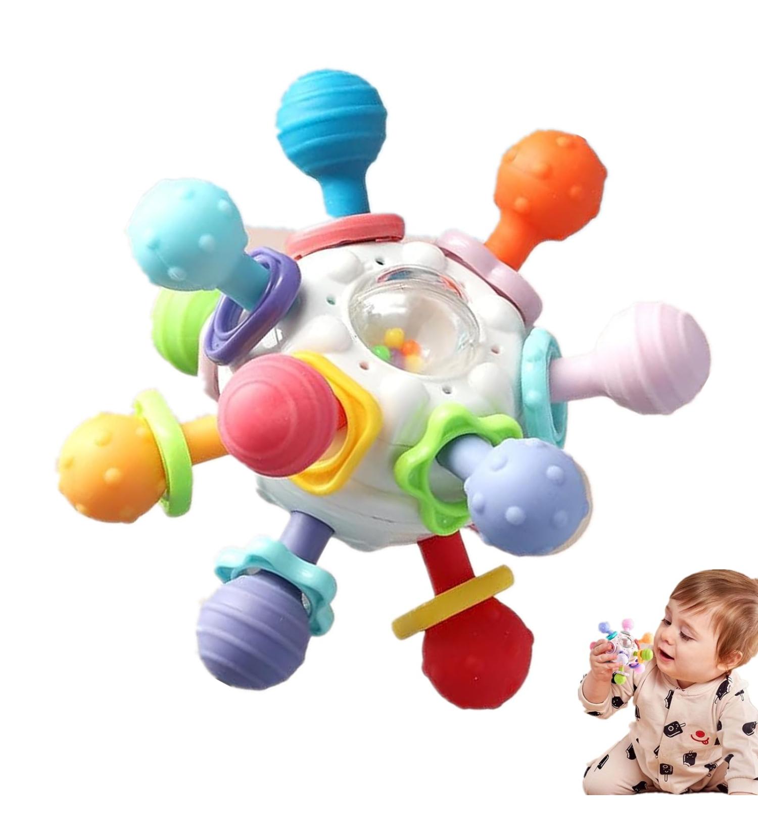 Soft Silicone Baby Biting Toys & Rattles | Sensory Educational Balls for 0-18 Months - Ideal for Young Girls - Buy Online on GoSupps.com