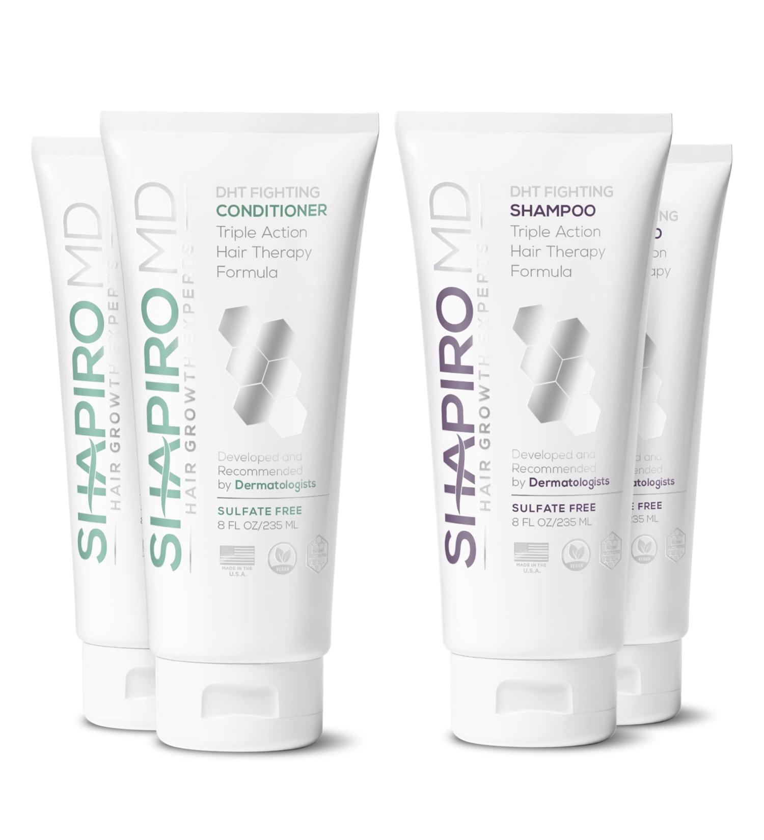 Shapiro MD DHT Fighting Vegan Hair Loss Shampoo & Conditioner | Dermatologist Developed for Thinning Hair | Promotes Healthy, Fuller Looking Hair | 2-Month Supply - Buy Online on GoSupps.com