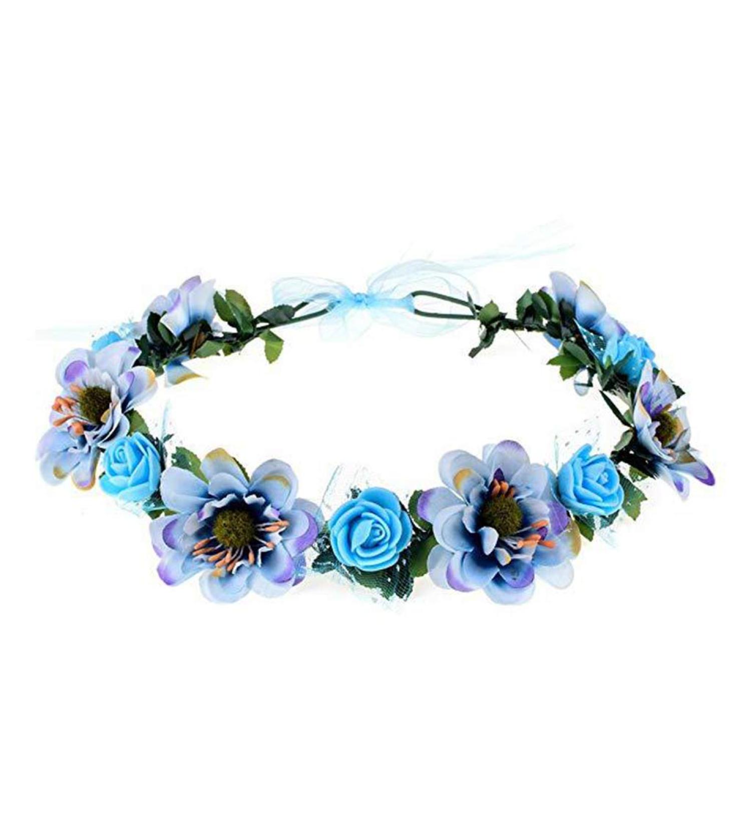 Handmade Blue Flower Crown Headband - Adjustable Tiara Decoration for Women | RK-HYTQWR RBXIBIBX - Buy Online on GoSupps.com