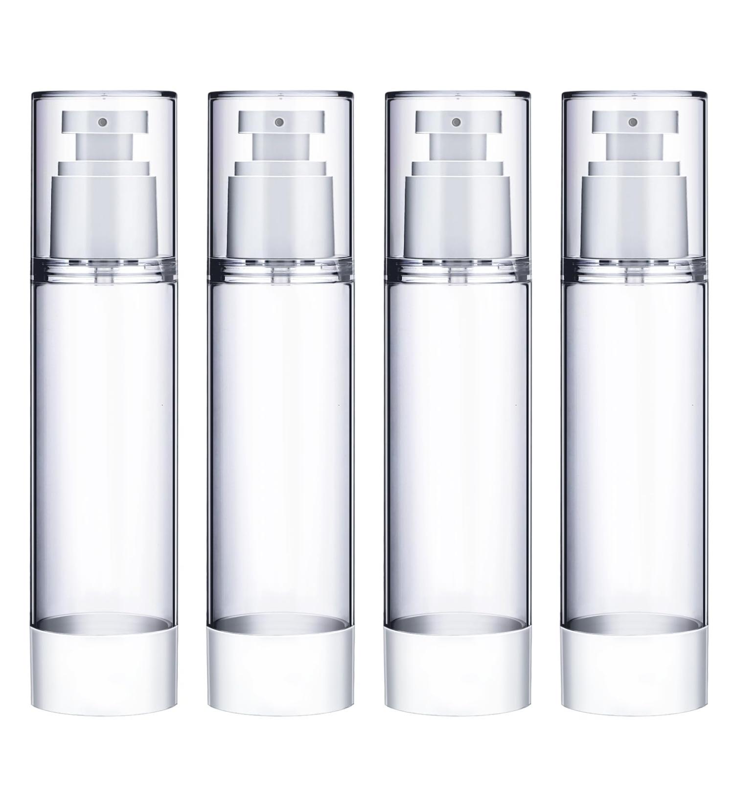 GREVOSEA 4-Pack 50ml Airless Pump Bottles - Travel-Friendly Cosmetic Dispenser for Creams Lotions & Primers - Buy Online on GoSupps.com