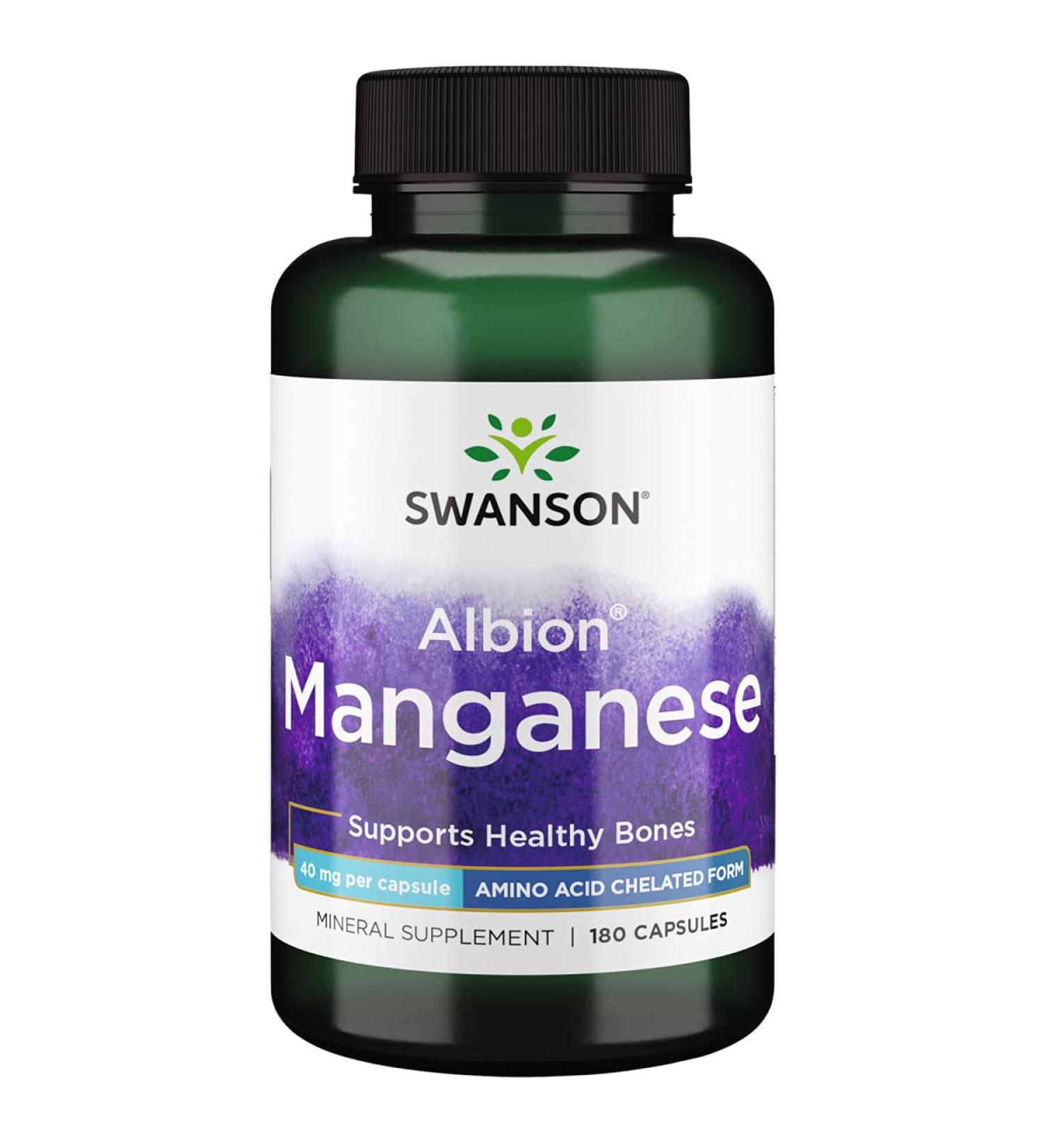 Swanson Albion Chelated Manganese Glycinate 40mg - 180 Capsules | Premium Quality Supplement for Optimal Health - Buy Online on GoSupps.com