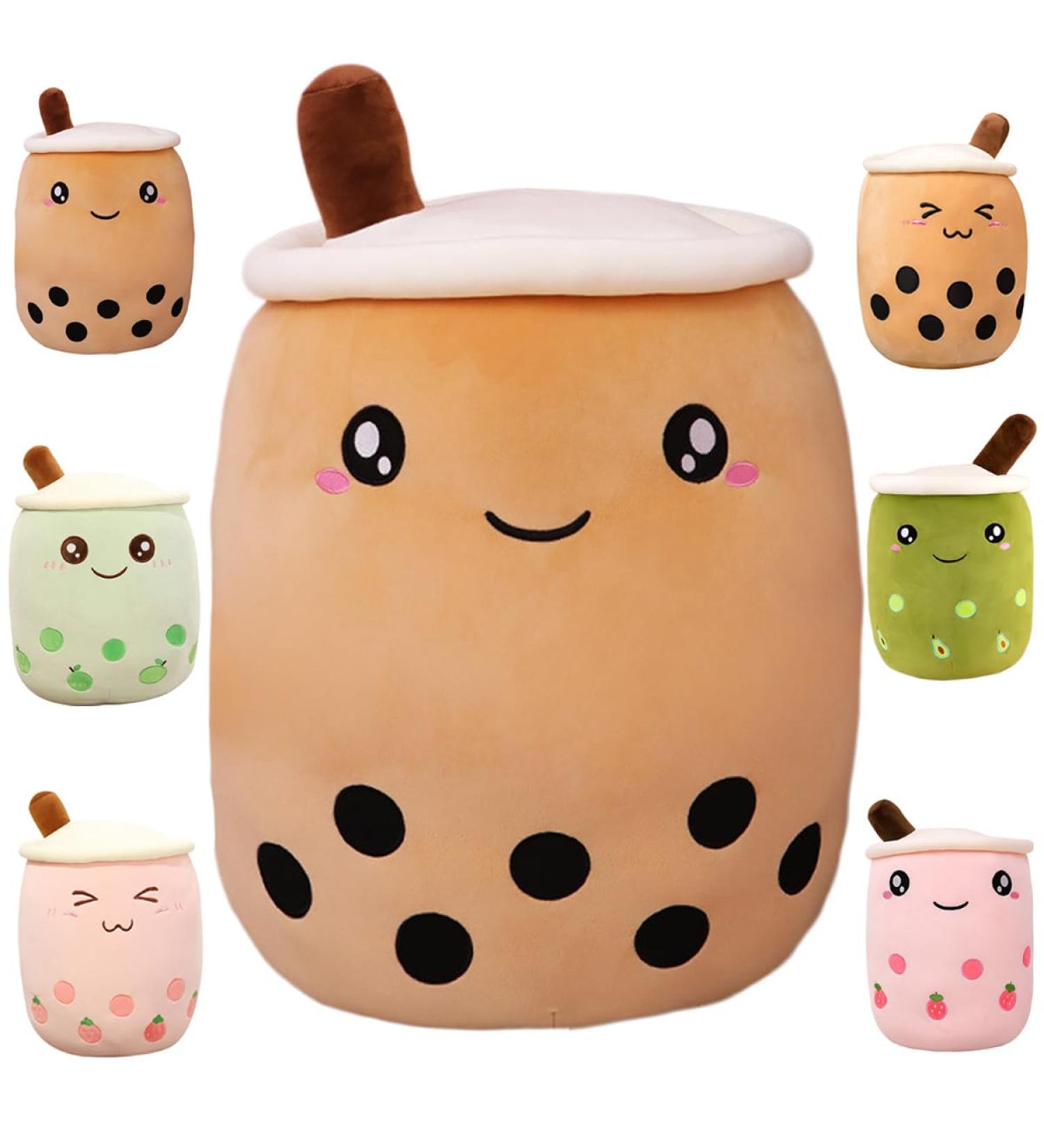 Kekeso Boba Plush Pillow Stuffed Toy | Soft Bubble Pearl Milk Tea Hugging Cushion | Brown Big Eyes | 35cm/13.77inch Gift Toy - Buy Online on GoSupps.com