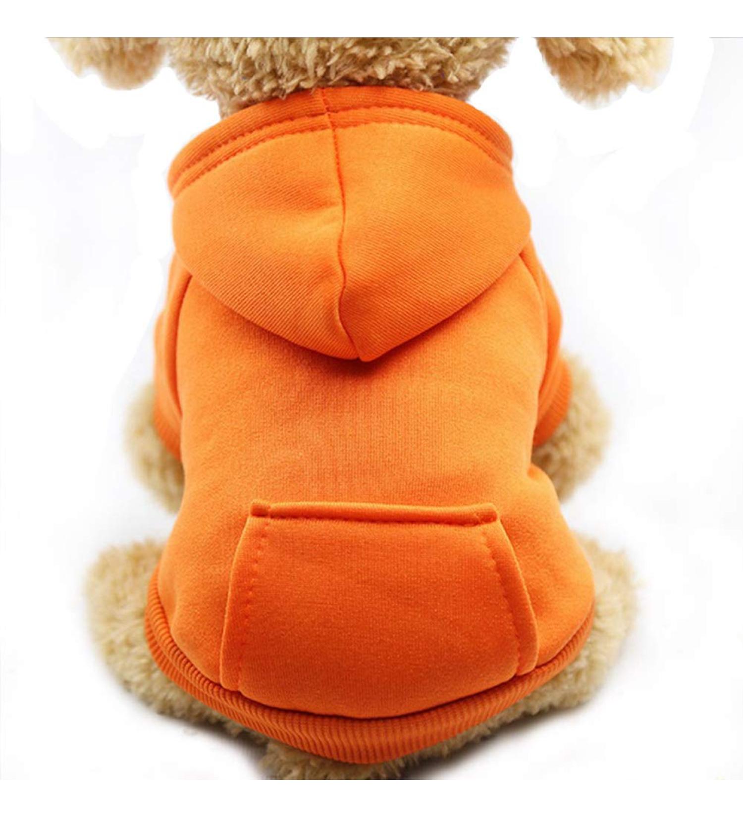 Buy Winter Dog Hoodies with Bags | Warm Cotton Clothing for Small Dogs & Cats | XS Orange Chihuahua Costume - Buy Online on GoSupps.com