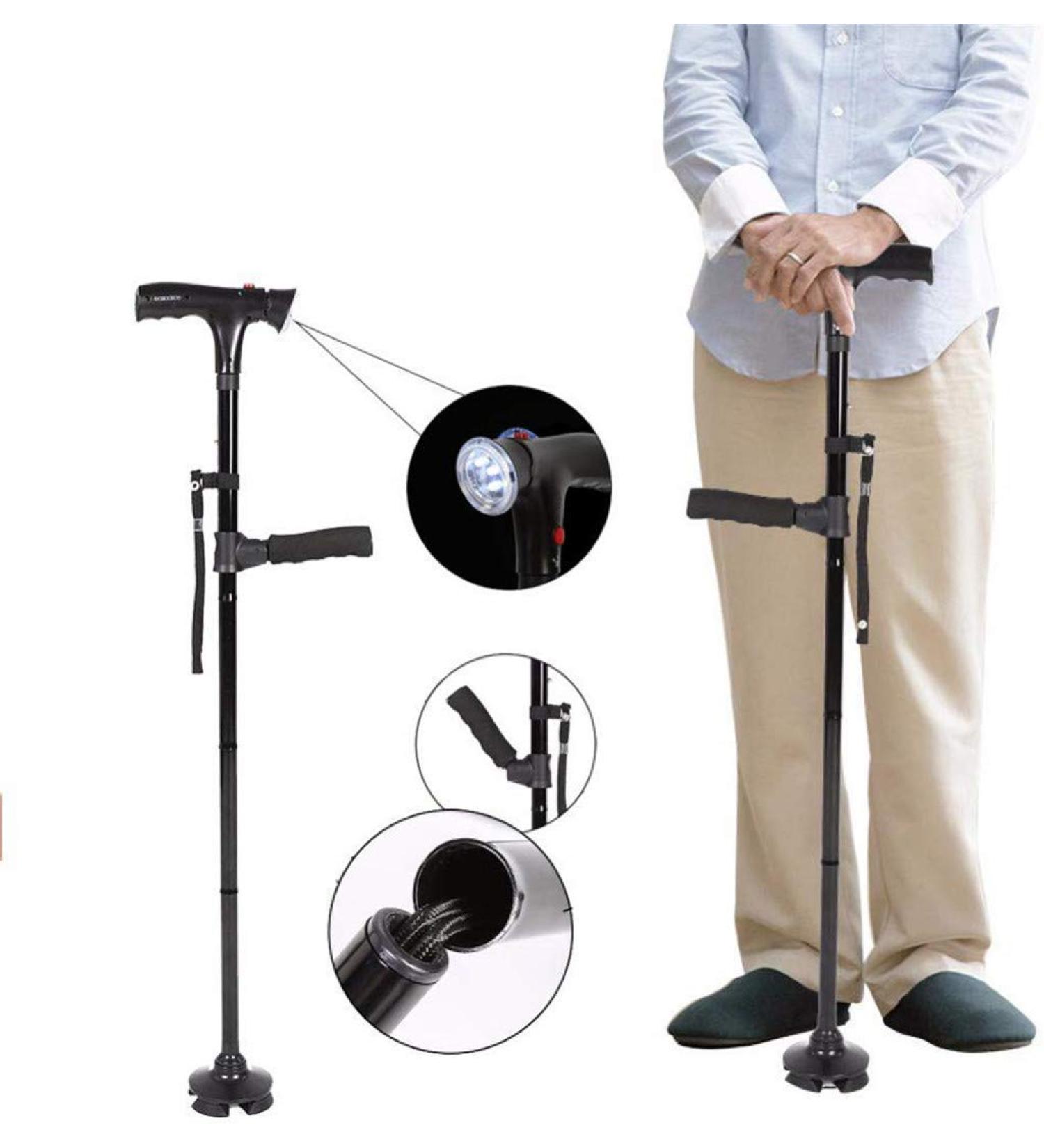 Clever Cane with LED Light Aluminum Crutches Old Man's Crutch Telescopic Adjustment Crutches Elderly Crutches Alloy Walker Outdoor Skid Walking Stick for Arthritis Seniors Disable Beautiful Scenery - Buy Online on GoSupps.com