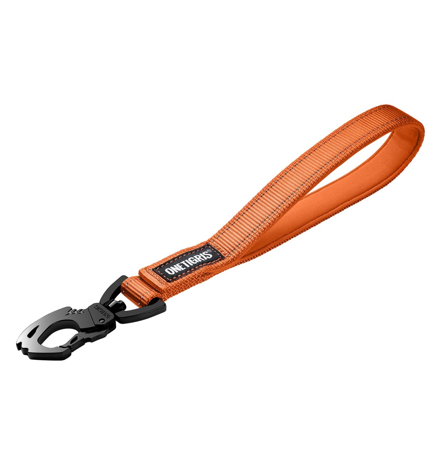 Oneigris Bolt Short Guide Dog Leash 30cm | Reflective Nylon Tiger Tooth Clip Soft Upholstery | Ideal for Medium & Large Dogs | Orange - Buy Online on GoSupps.com