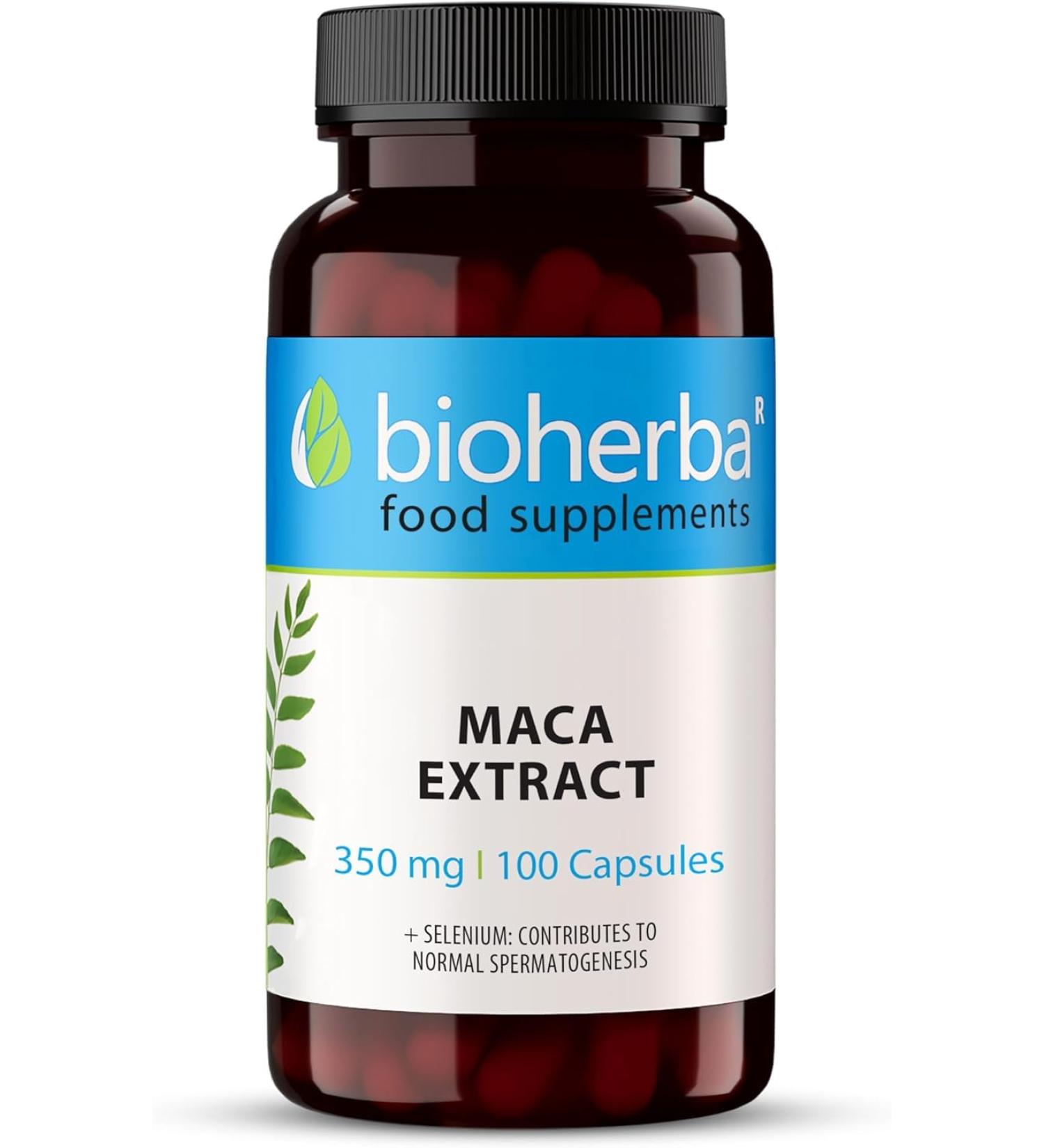Bioherba MACA Capsules 350 mg - 100 pcs - Natural Energy Booster and Testosterone Enriched with Selenium - Buy Online on GoSupps.com