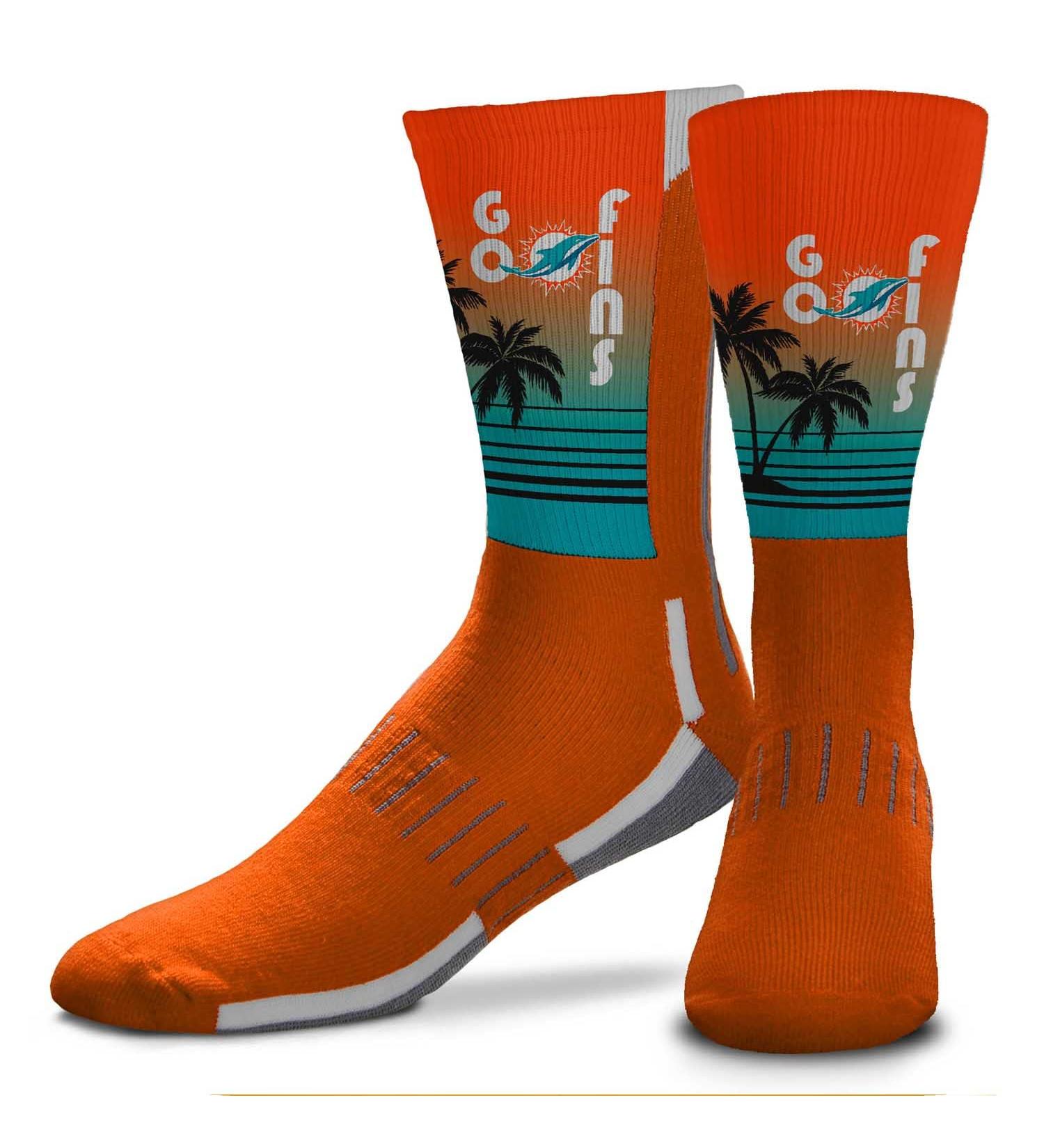 NFL Miami Dolphins Zoom Location Crew Socks - Orange | Men and Women | Game Day Apparel (Medium) - Buy Online on GoSupps.com