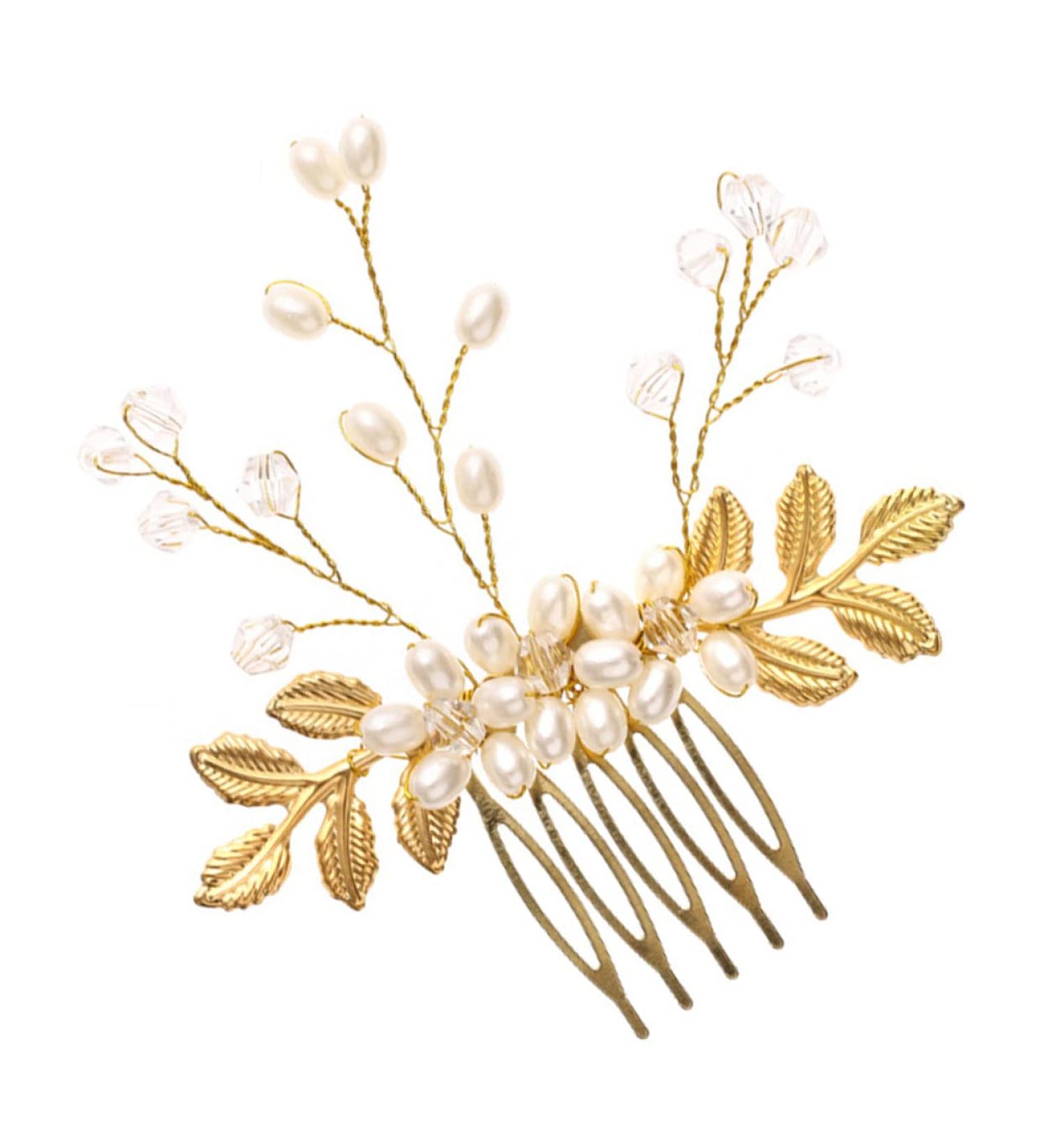 FRCOLOR Hair Accessories Comb Golden Hair Accessories Pearl Headband Gold Trim Hair Accessories For Wedding Braided Headband Women Headdress Wedding Bridal Hair Comb Comb For Bride - Buy Online on GoSupps.com