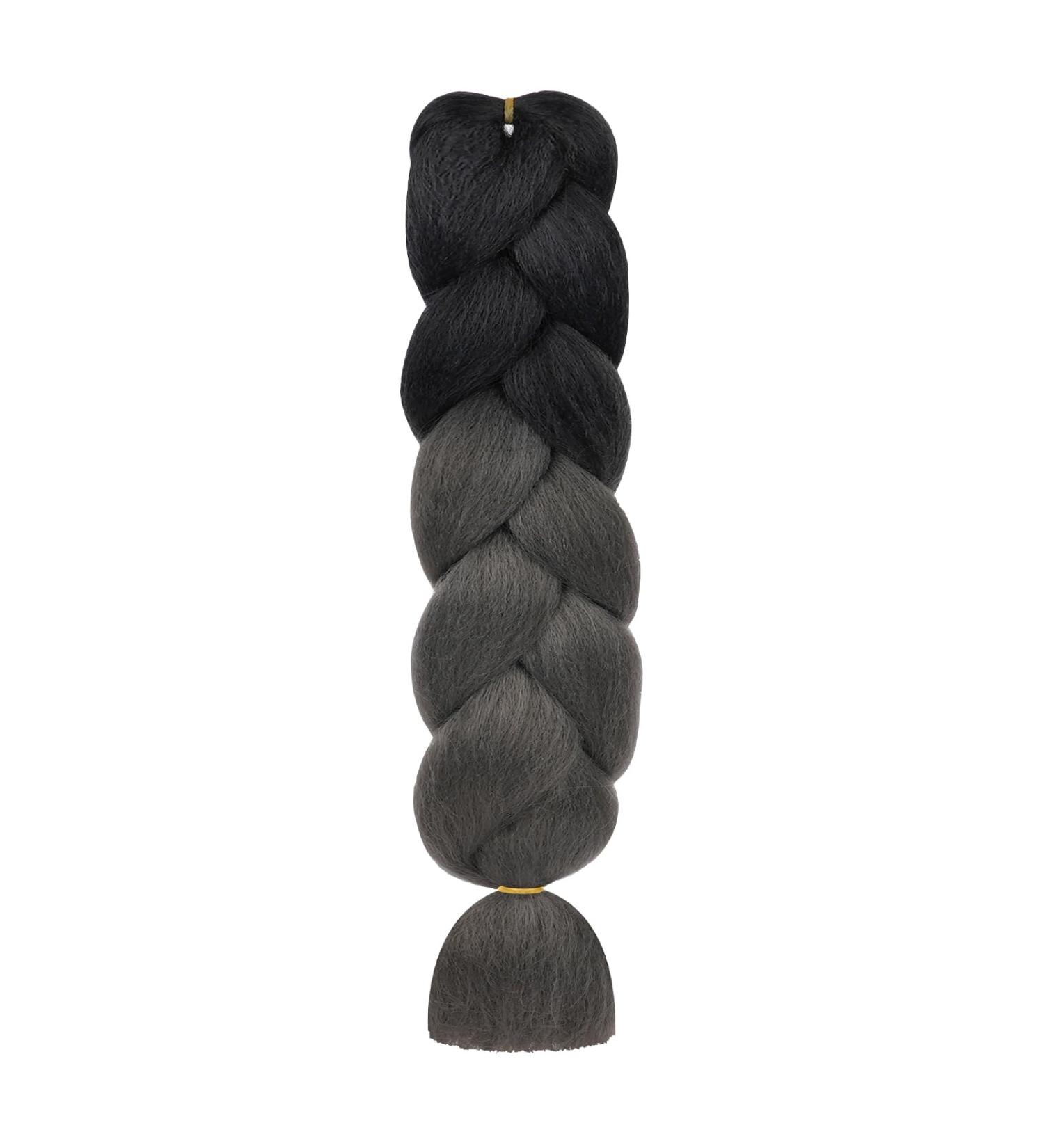Aomig Braids Extensions - 24 Strands Synthetic Hair in Black Dark & Gray for Box Braids - Shop Internationally - Buy Online on GoSupps.com