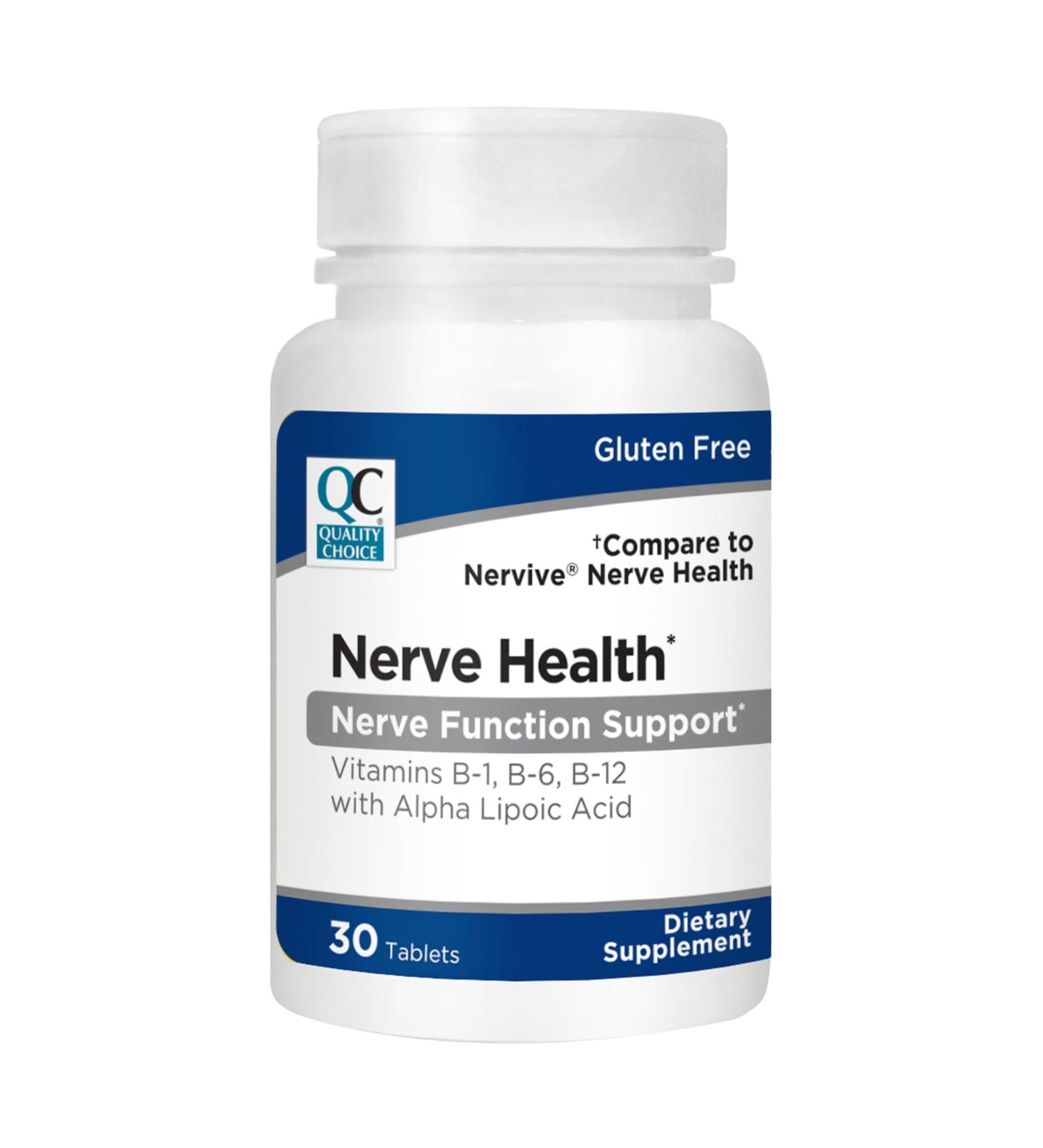 Quality Choice Nerve Health Tablets Vitamin B1 B6 B12 with Alpha Lipoic Acid Supports Normal Nerve Function and Nutrient Balance Gluten Free Dietary Supplement 30 Tablets