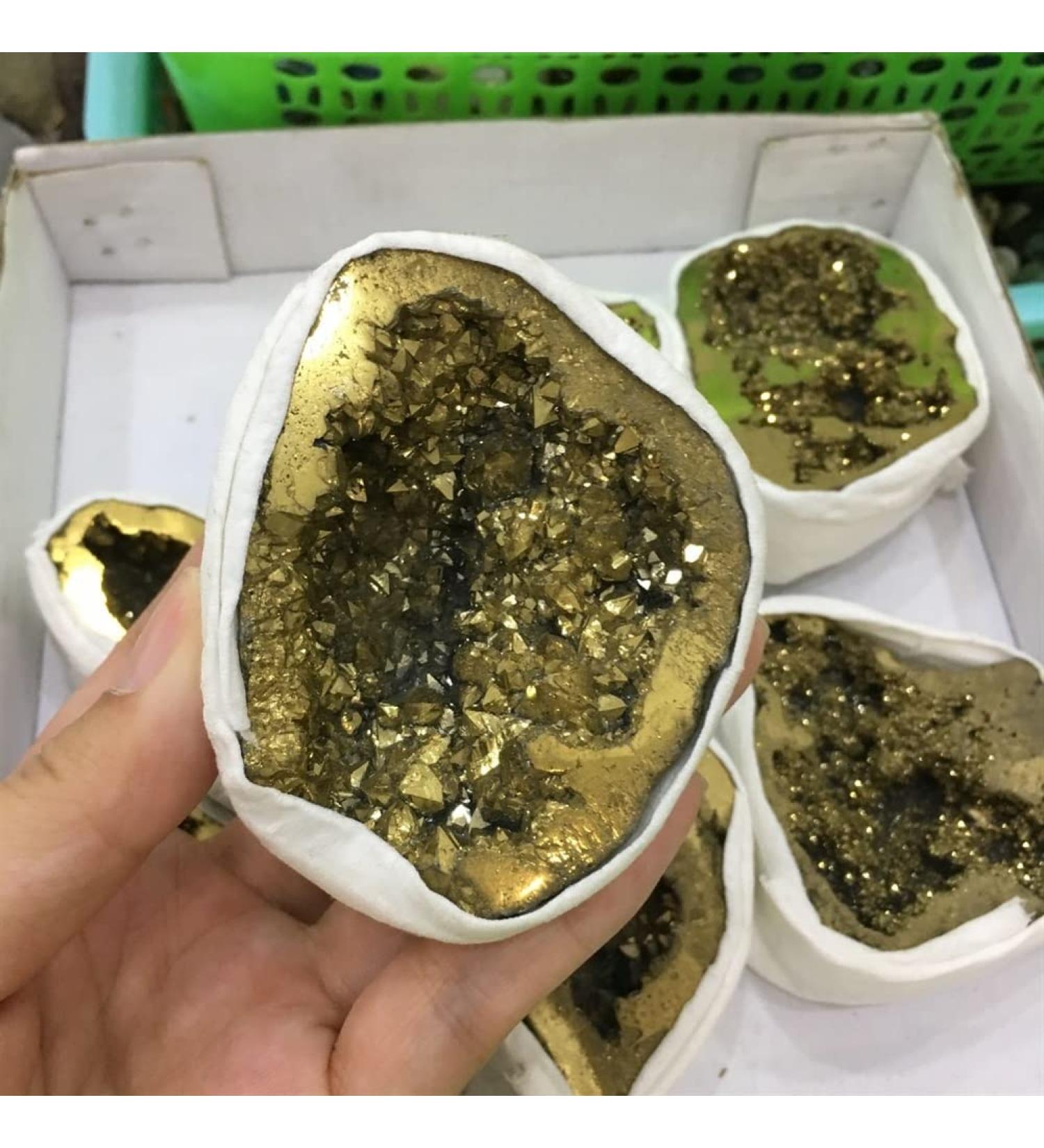 Home Decoration Natural Agate Geode Slice Quartz Electroplated Cluster Crystal Points s Home Goods - Buy Online on GoSupps.com