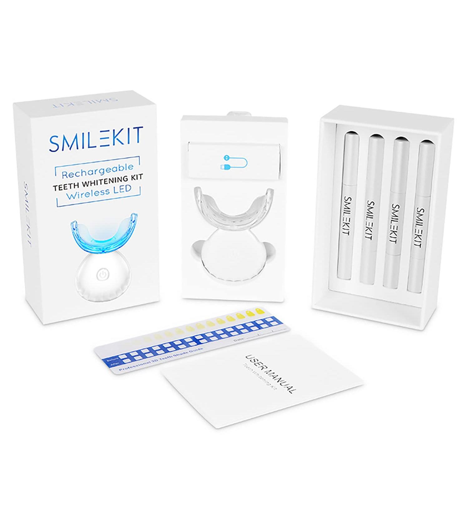 Blue LED Teeth Whitening Kit with 4 Syringes - Restore Your Bright Smile at Home - Buy Online on GoSupps.com