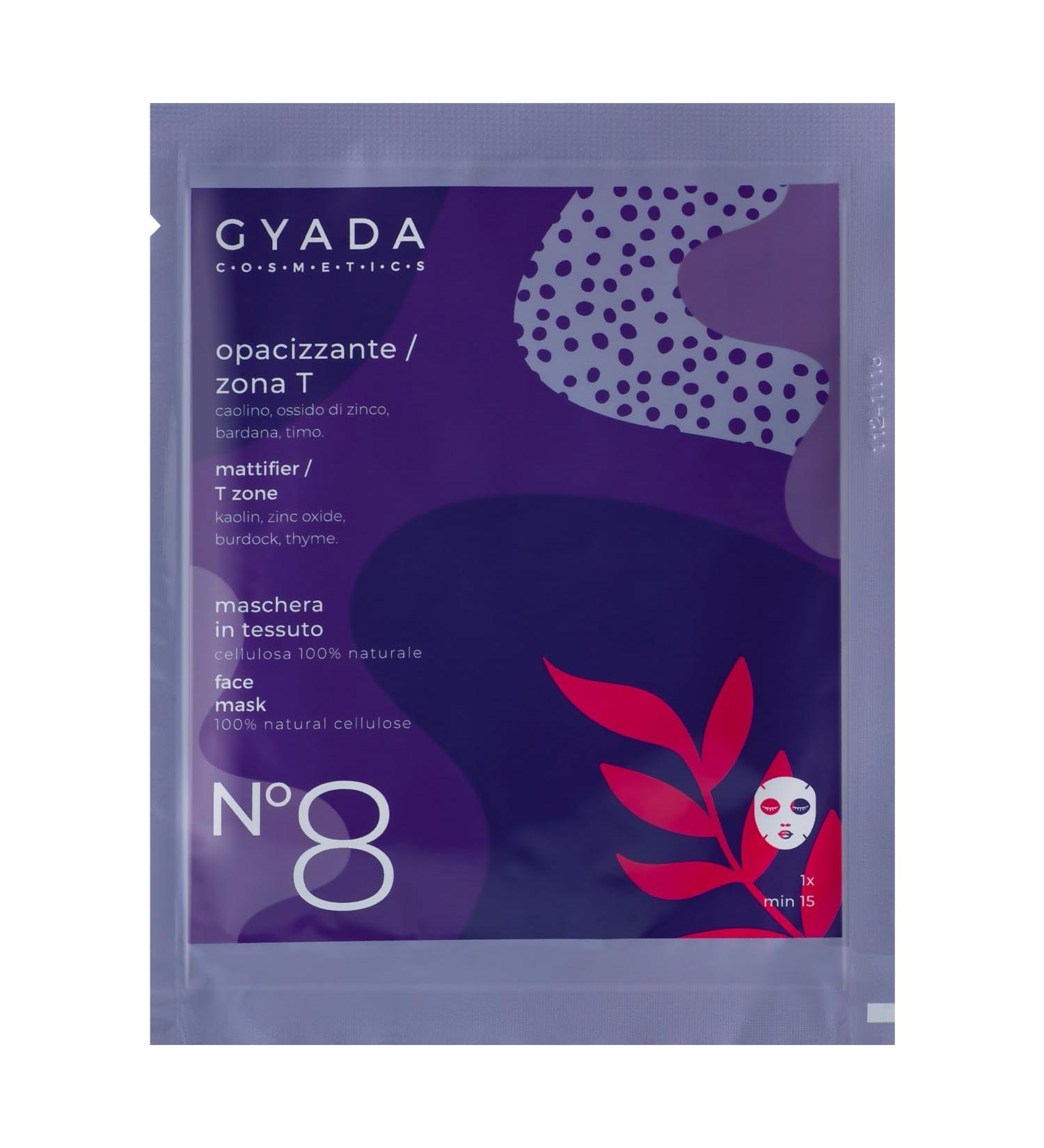 GYADA COSMETICS GYADA COSMETICS Opaque Fabric Face Mask for Mixed Oily Hair and T-Zone Moisturising and Purifying Action for Soft and Uniform Skin with Aloe Vera and Vitamin E 15 ml